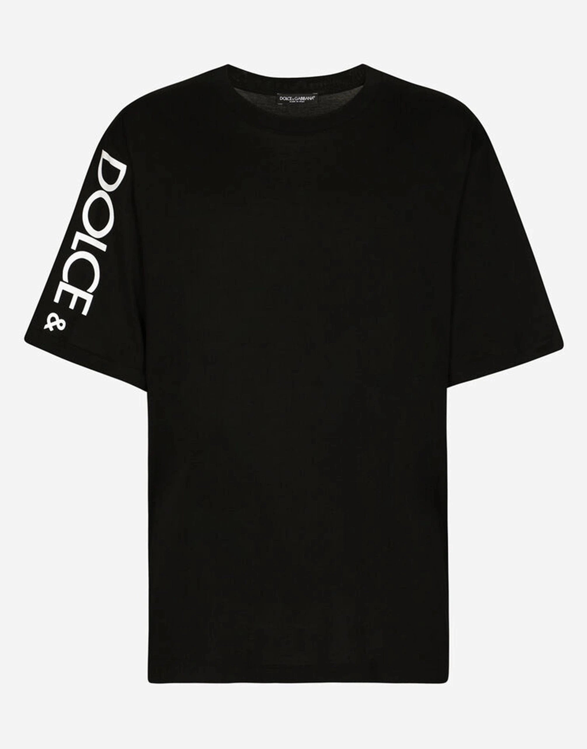 Dolce & Gabbana DG プリント ブラック コットン Tシャツ Dolce & Gabbana DG プリント ブラック コットン Tシャツ