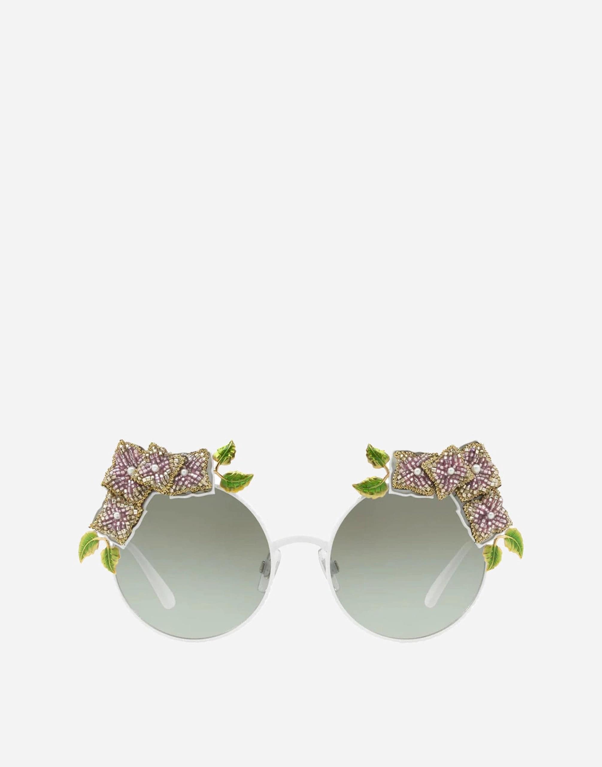 Dolce & Gabbana DG2186 Floral Embellished Round Sunglasses