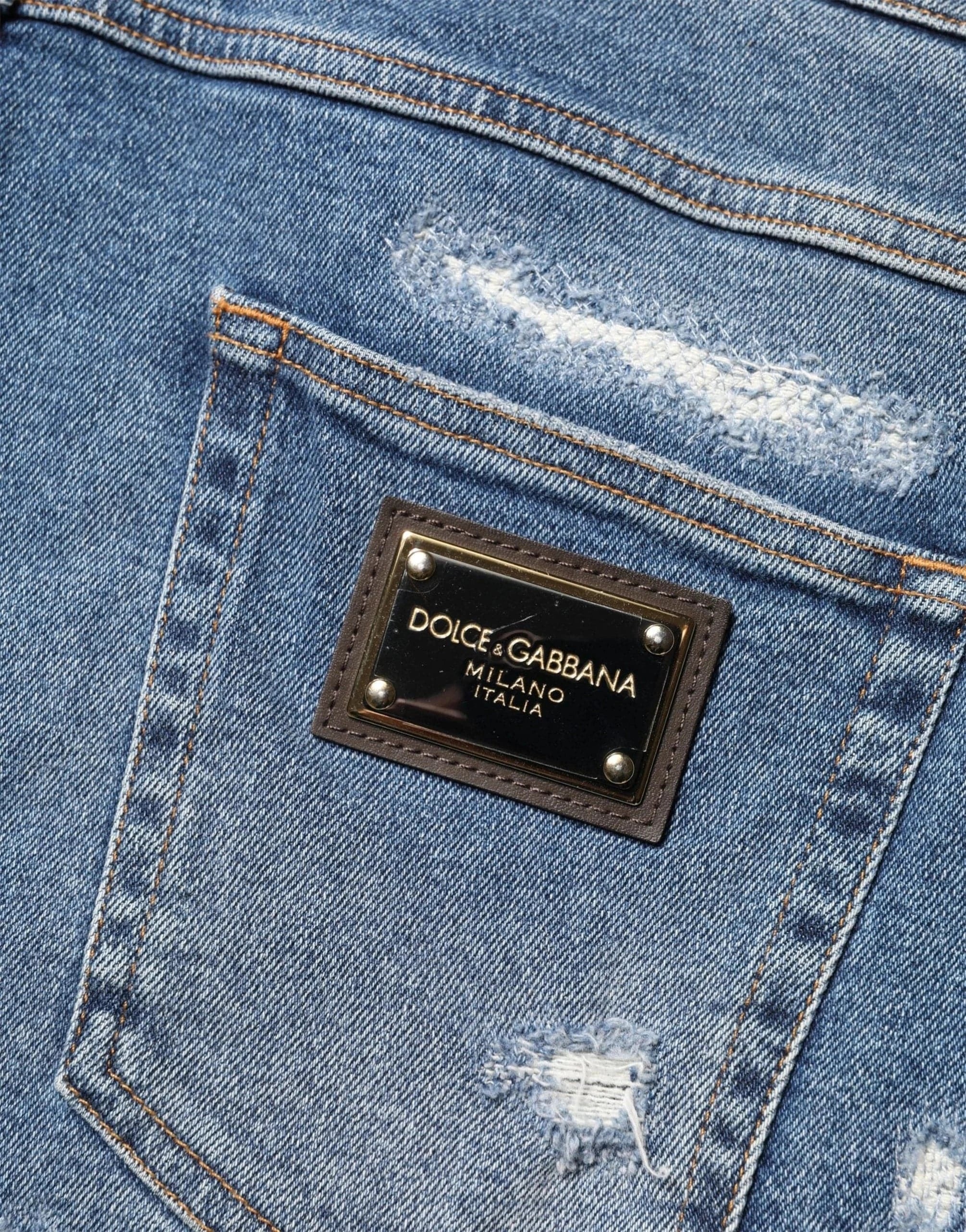 Dolce & Gabbana Distressed Cotton Denim Shorts