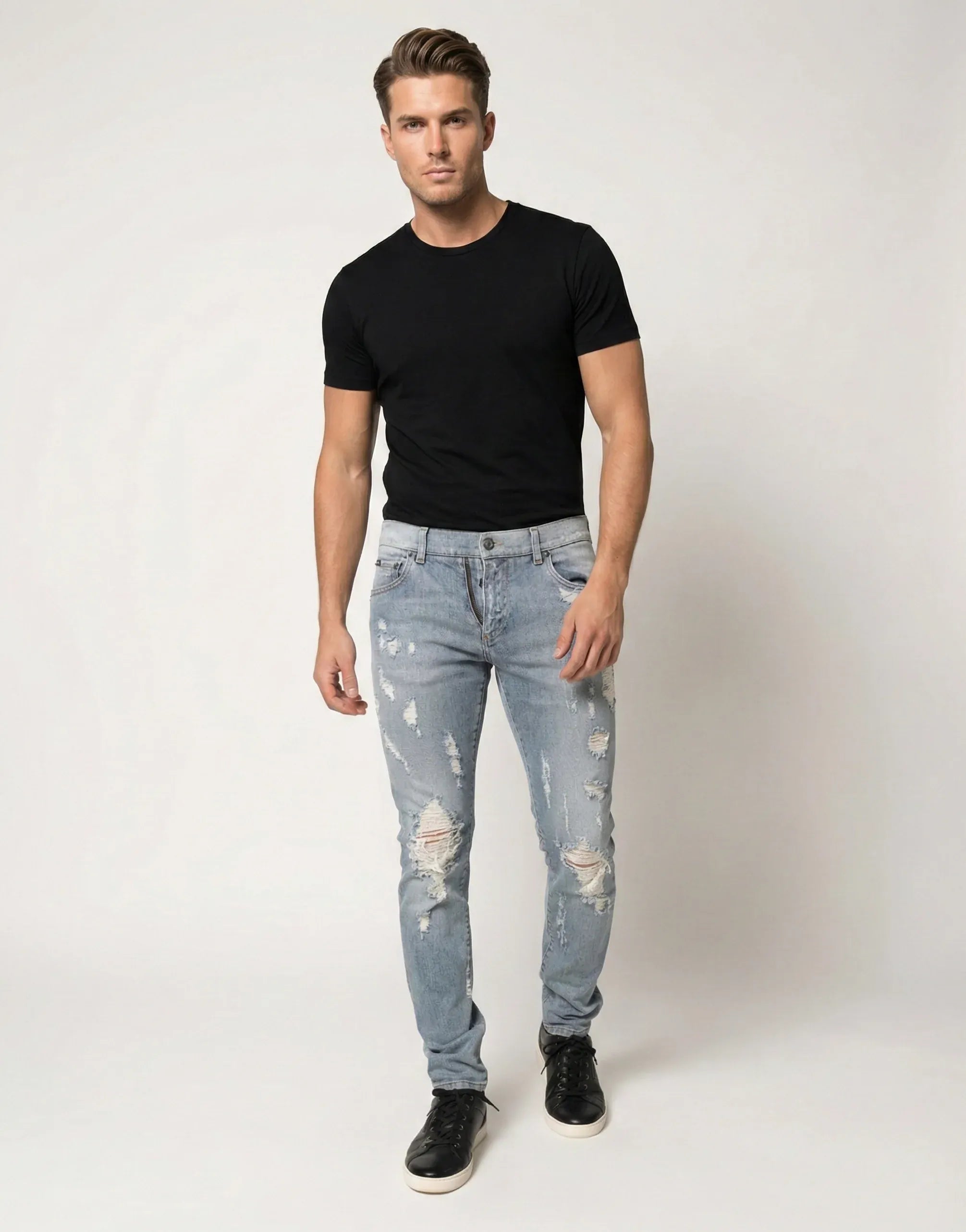 Distressed Light Blue Skinny-Fit Jeans - alternate view