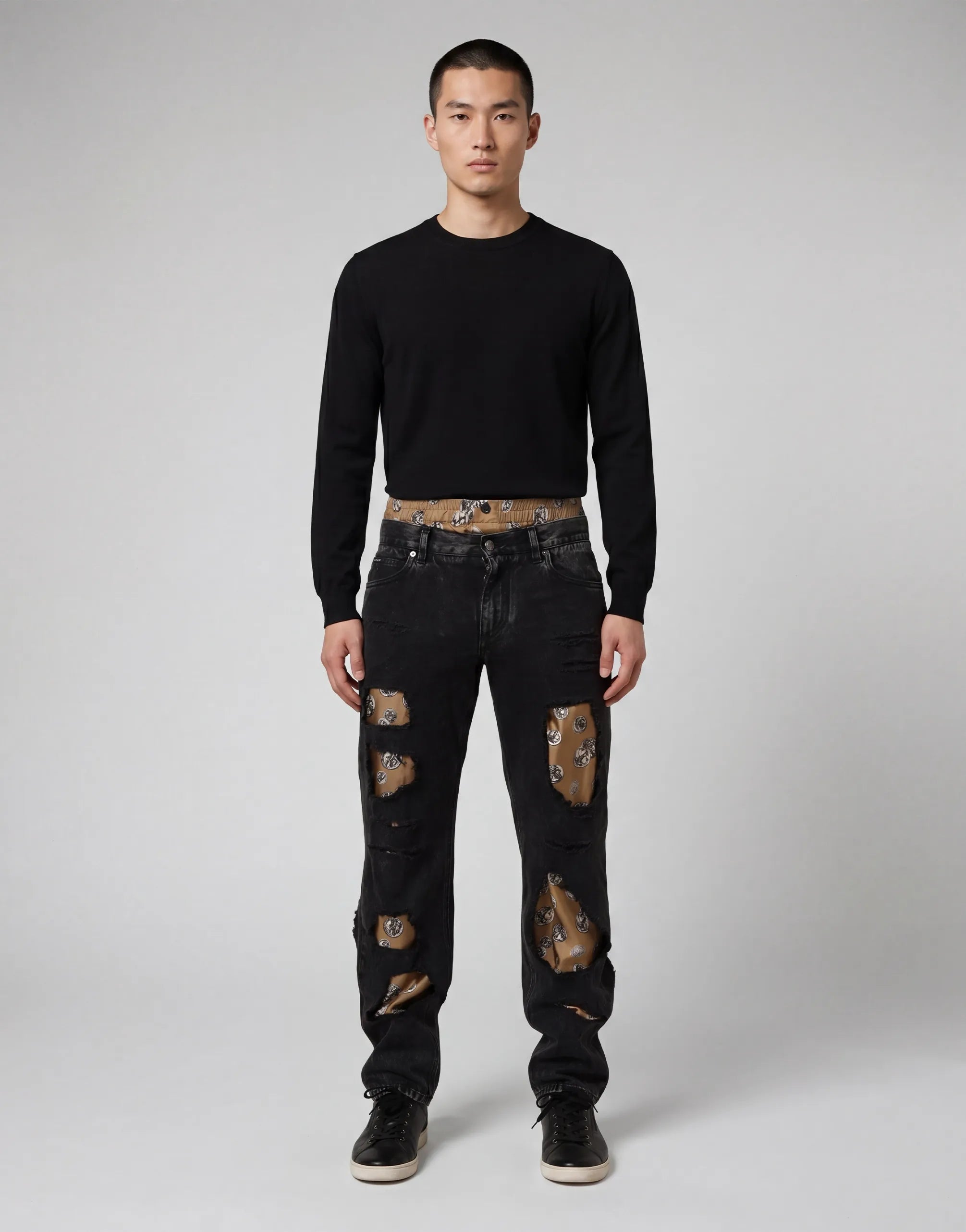 Dolce & Gabbana Distressed Patchwork Straight Leg Jeans - alternate view