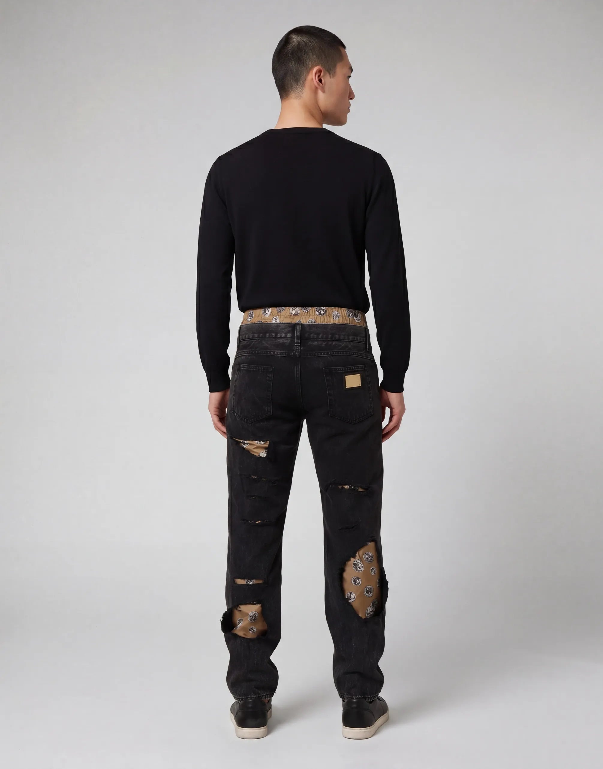 Dolce & Gabbana Dolce & Gabbana Distressed Patchwork Straight Leg Jeans