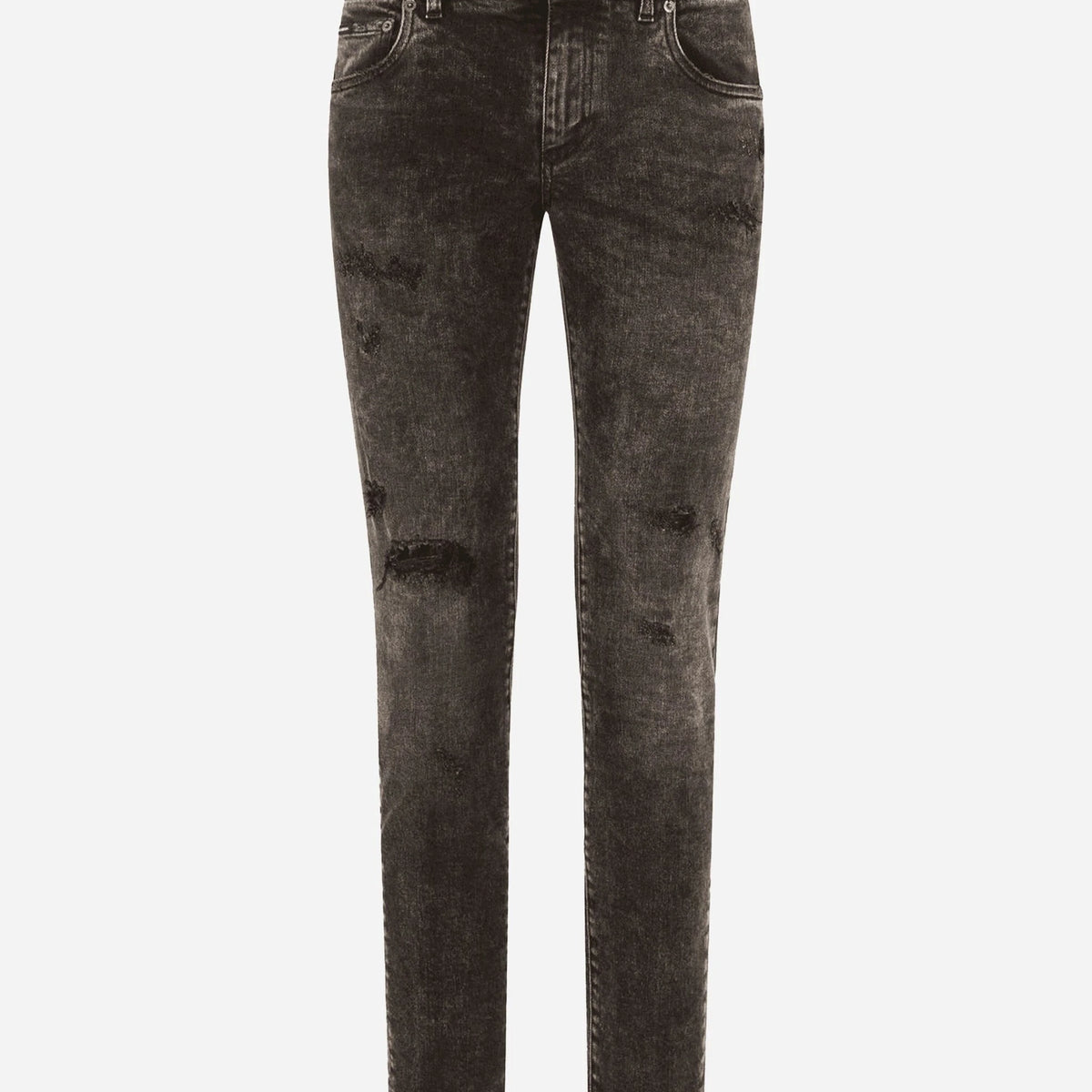 Dolce & Gabbana Distressed Plaque-Logo Jeans | Sendegaro CA