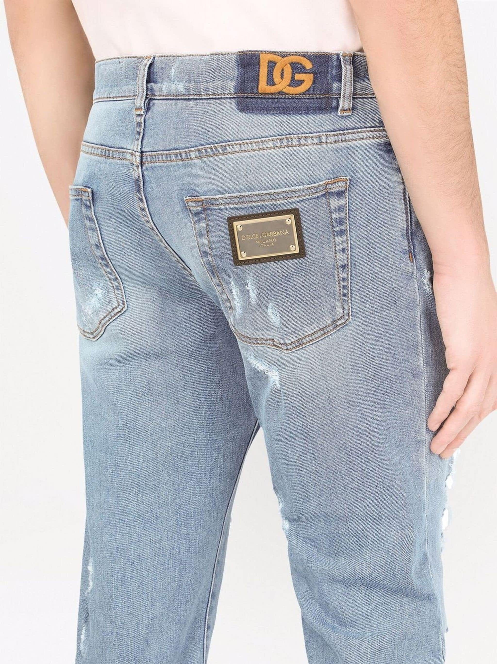 Dolce & Gabbana Distressed Straight Cut Jeans