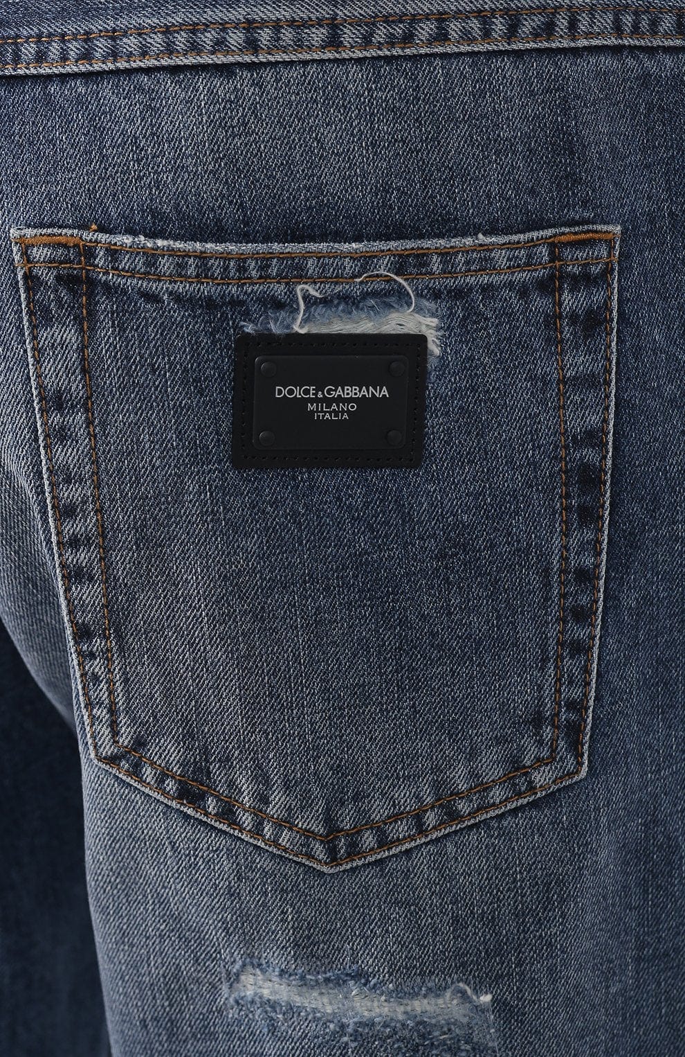 Dolce & Gabbana Distressed Straight-Fit Cotton Jeans