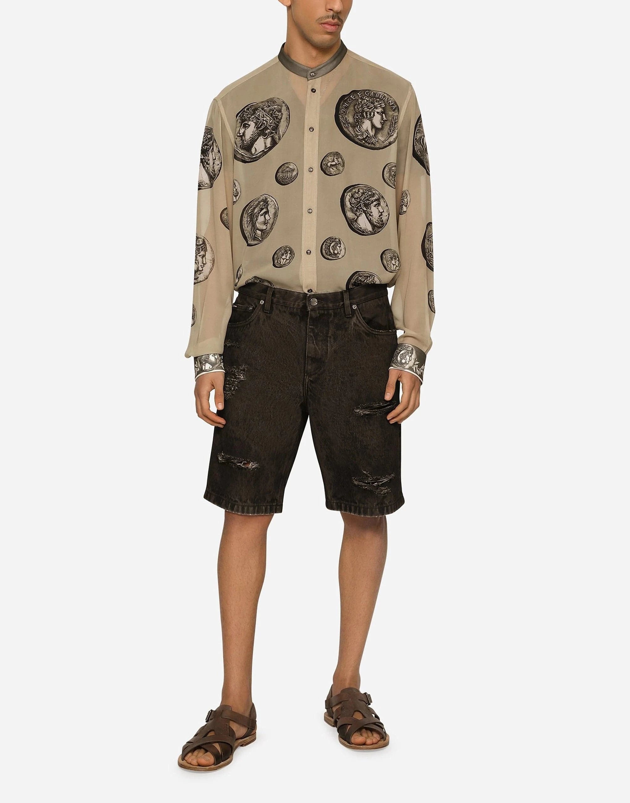 Dolce & Gabbana Distressed Washed Denim Bermuda Shorts