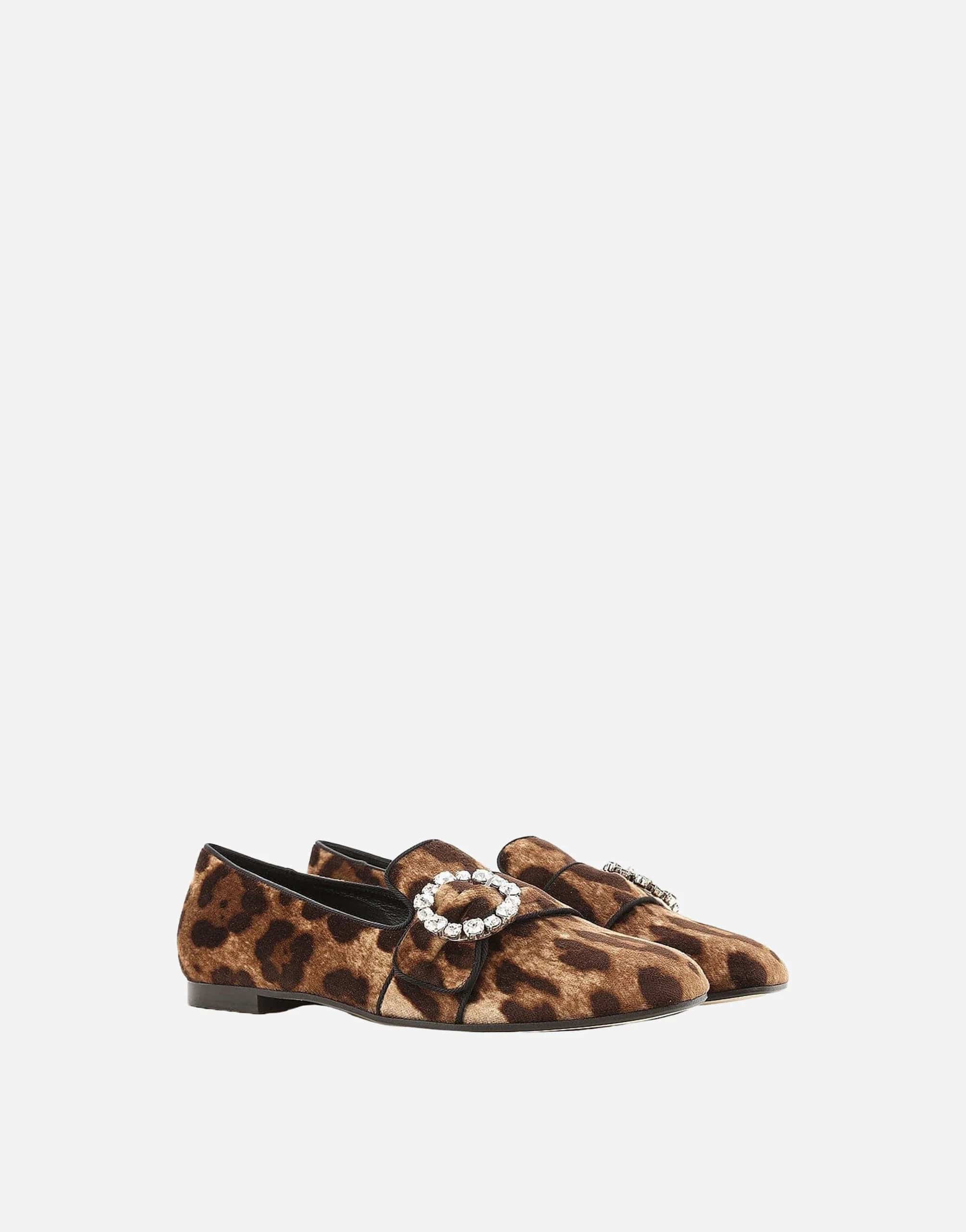 Dolce & Gabbana Leopard-Print Embellished Flats