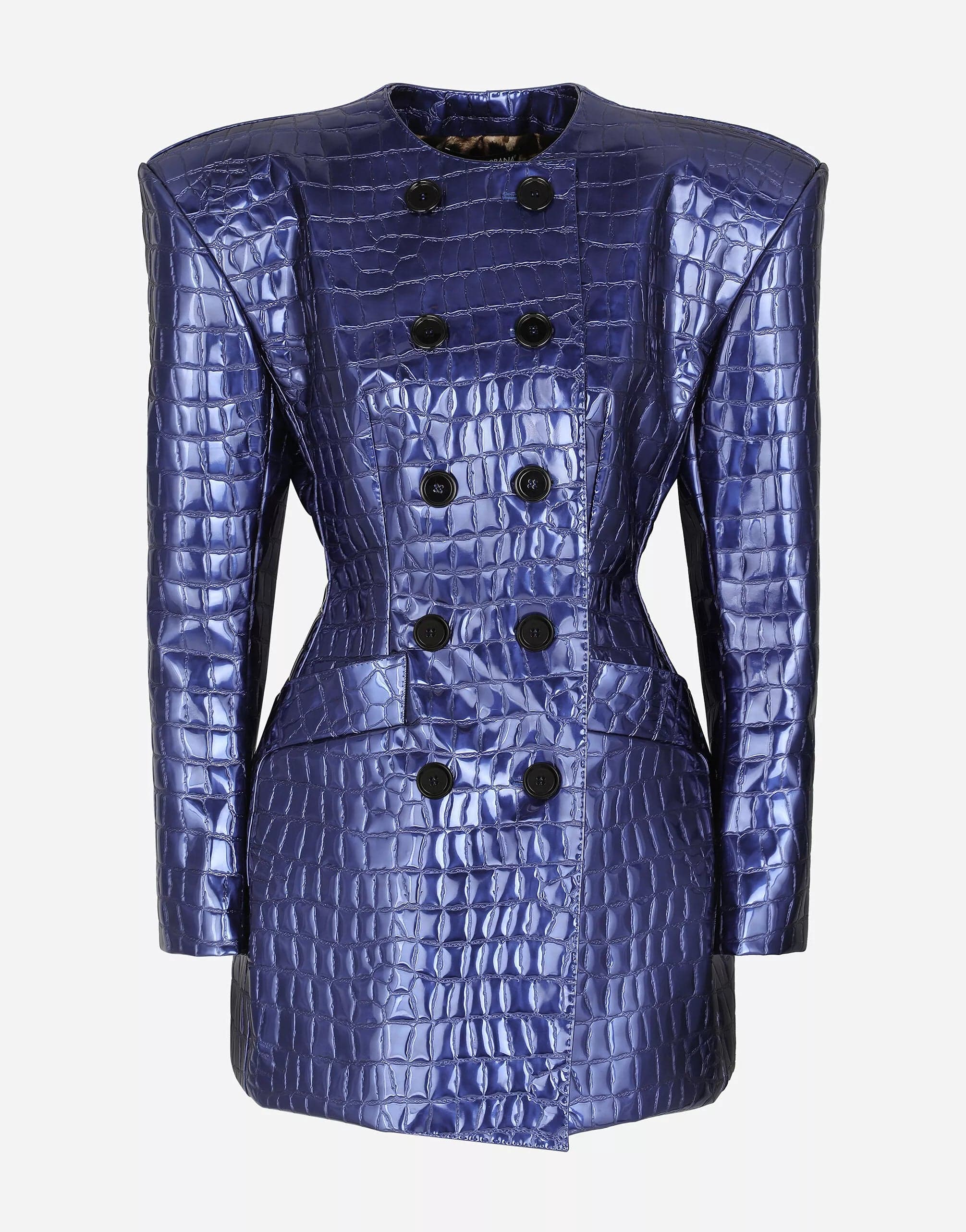 Dolce & Gabbana Chic Croco-Print Patent Leather Coat