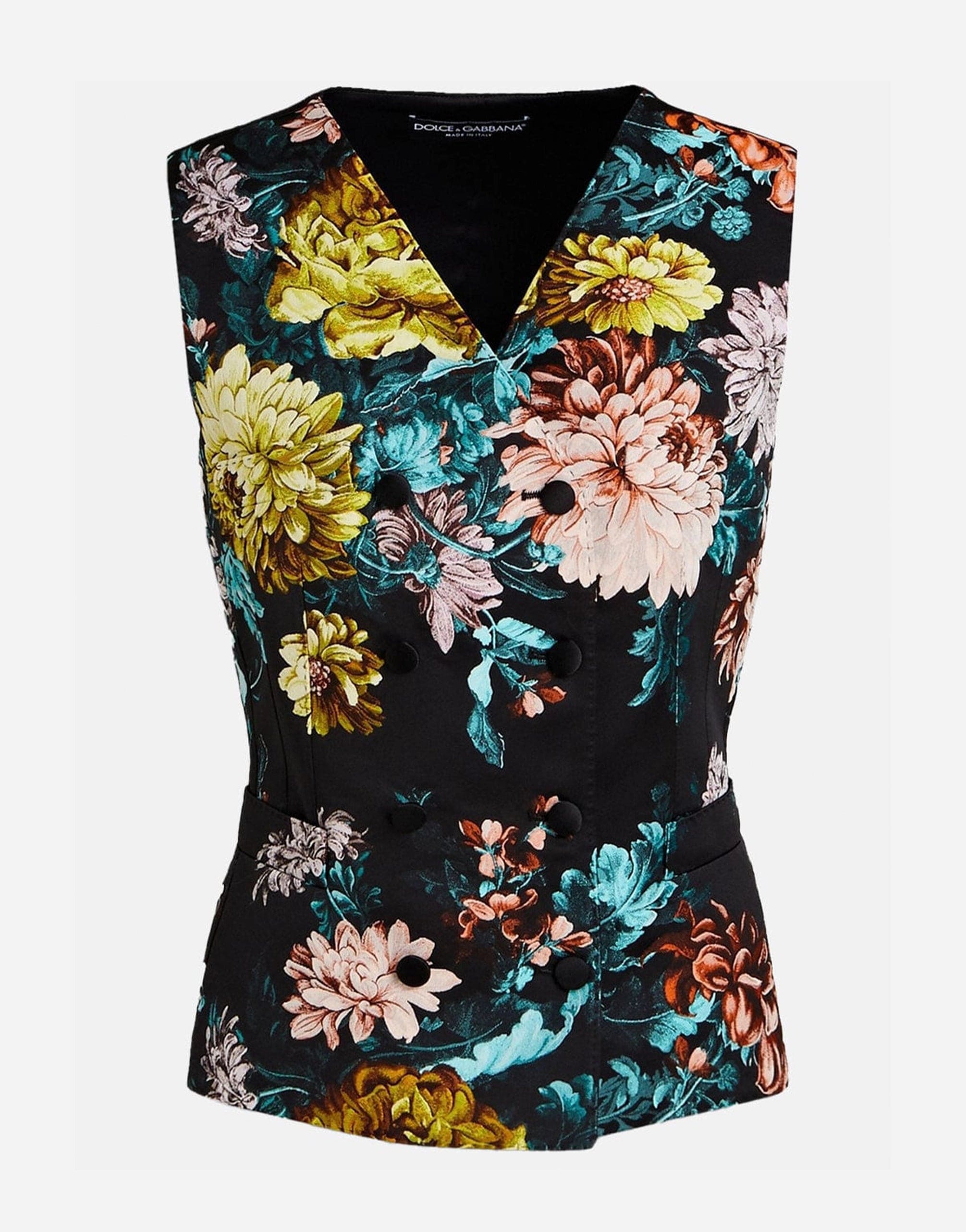 Dolce & Gabbana Double-breasted Jacquard Floral-Print Satin Waistcoat