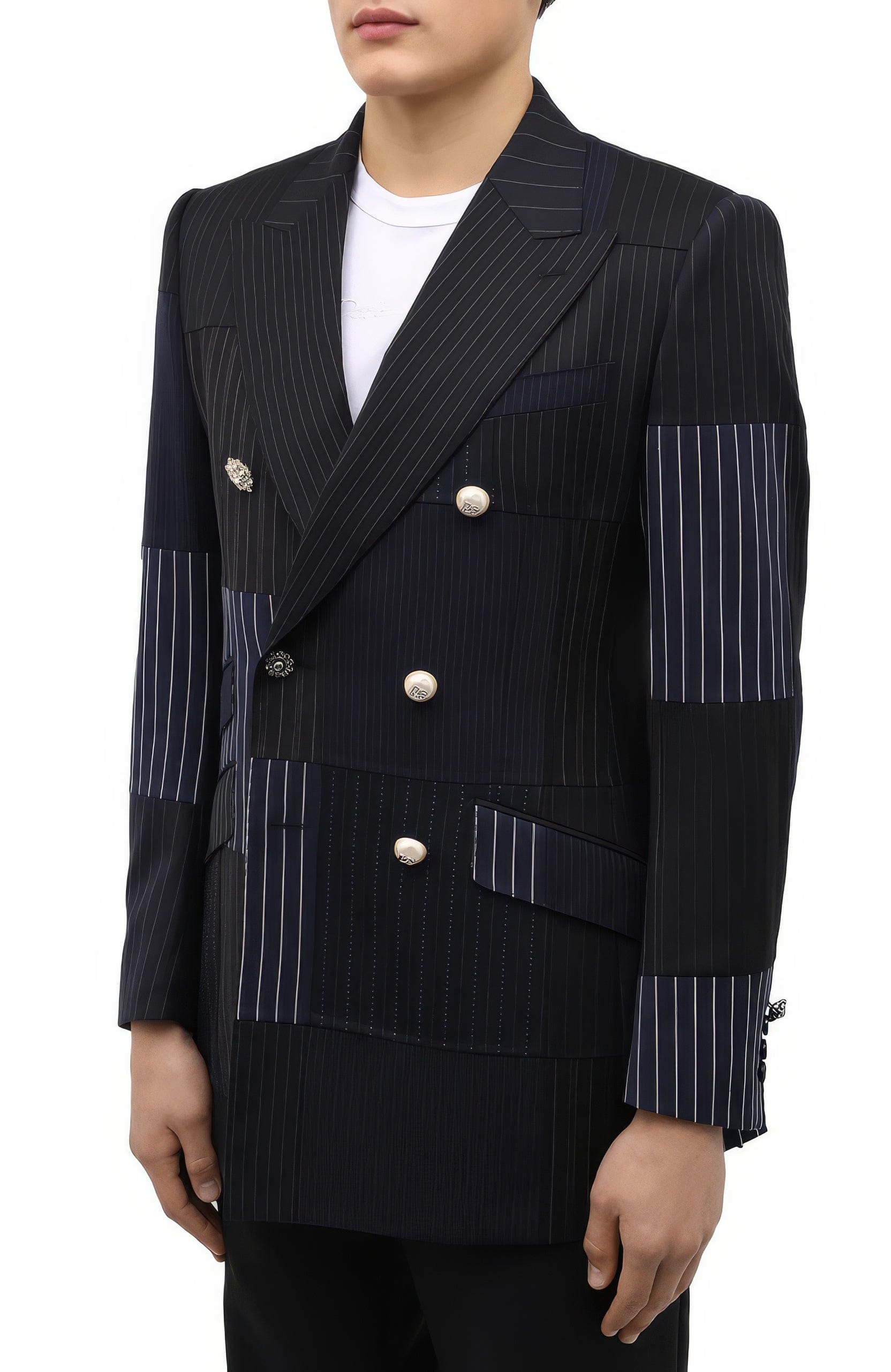 Dolce & Gabbana Double-Breasted Patchwork Suit Jacket