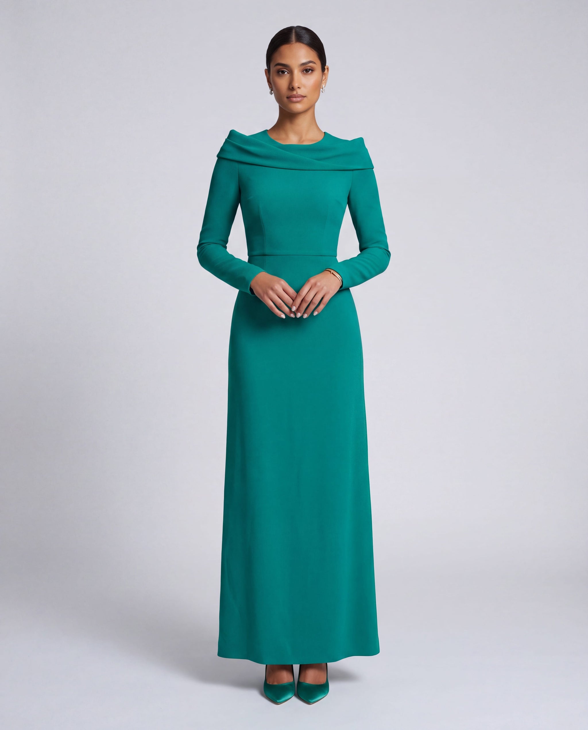 Dolce & Gabbana Draped Neck Long Sleeve Maxi Dress | Sendegaro GR