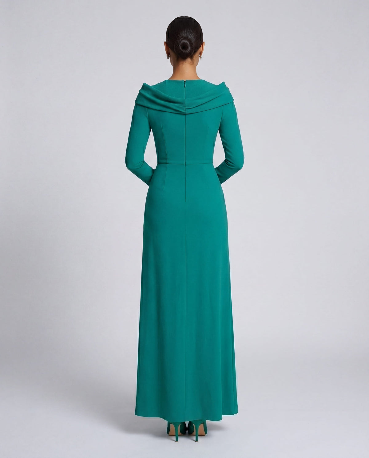 Dolce & Gabbana Green Round Neck Long Sleeves Gown Dress
