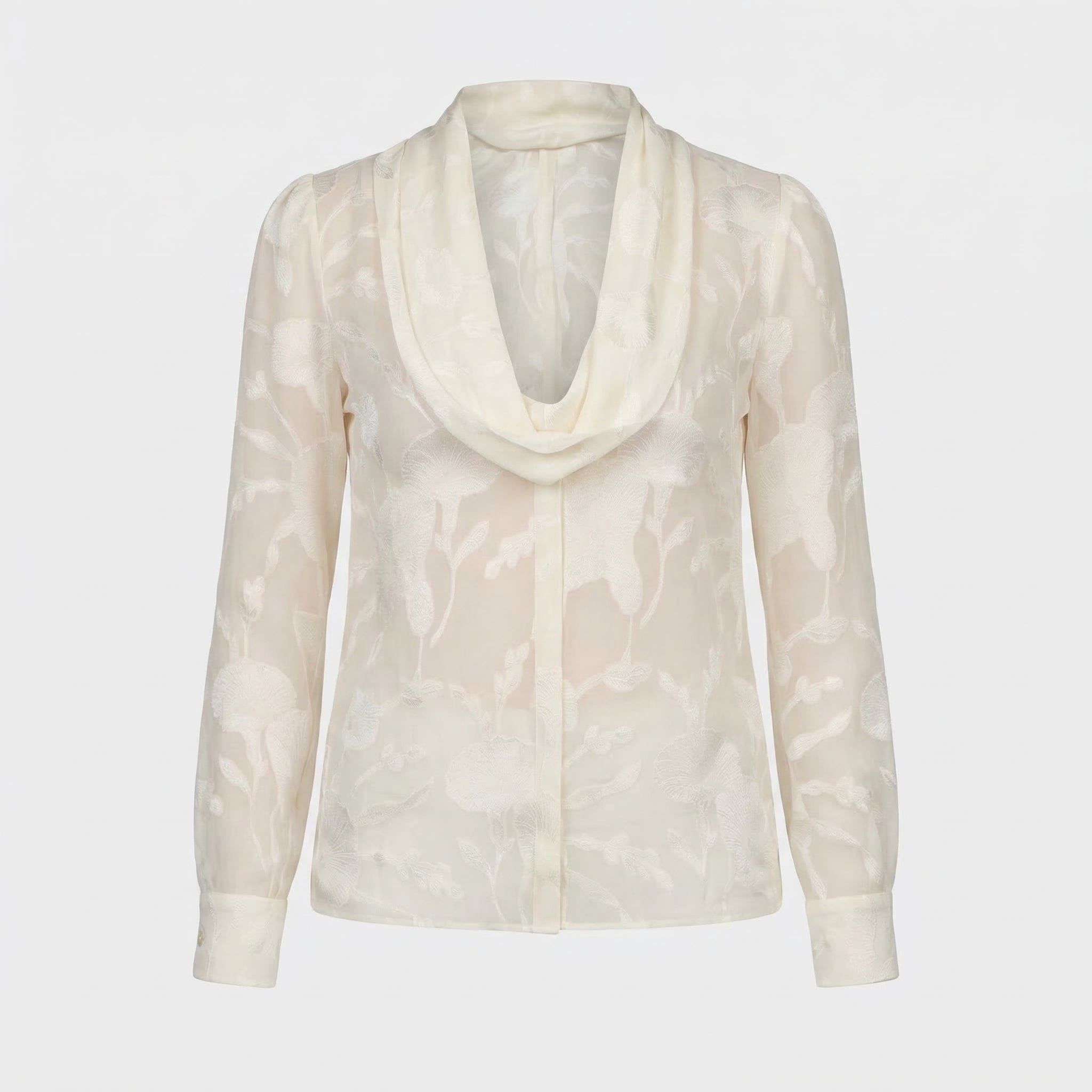 Dolce & Gabbana Draped Neck Sheer Floral Blouse