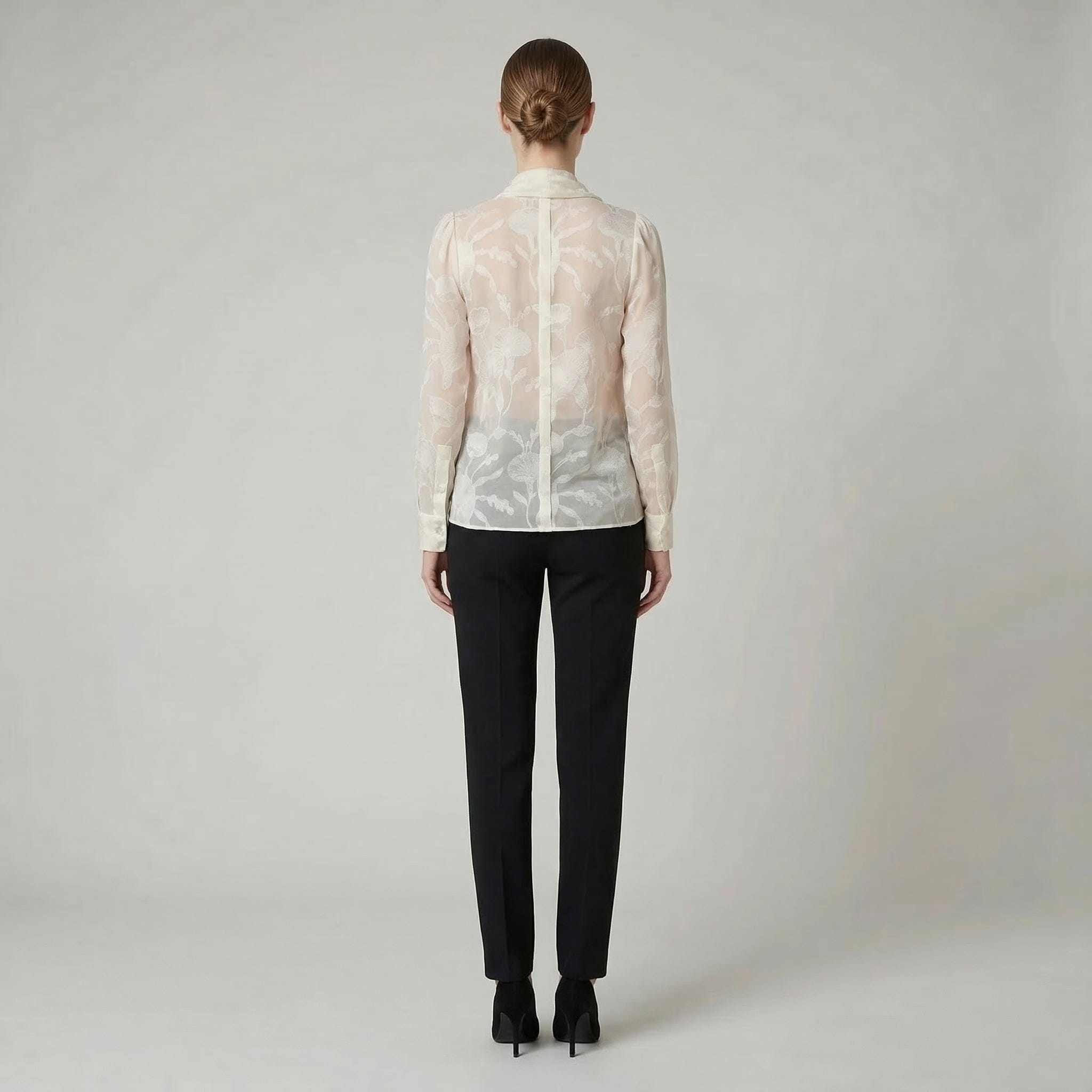 Dolce & Gabbana Draped Neck Sheer Floral Blouse