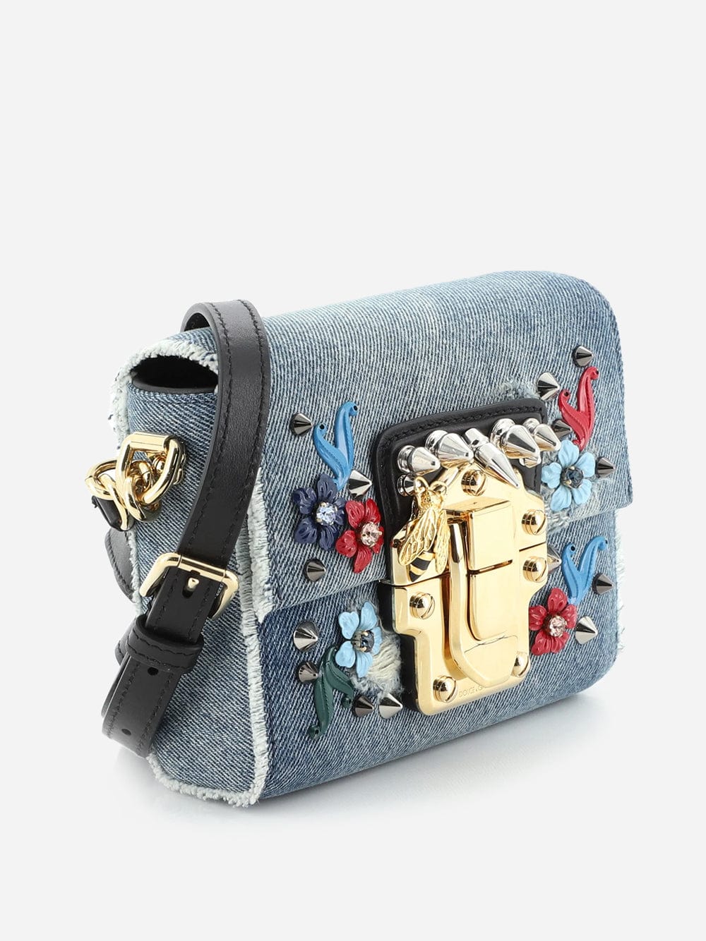 Dolce & Gabbana Embellished Denim Mini Lucia Shoulder Bag