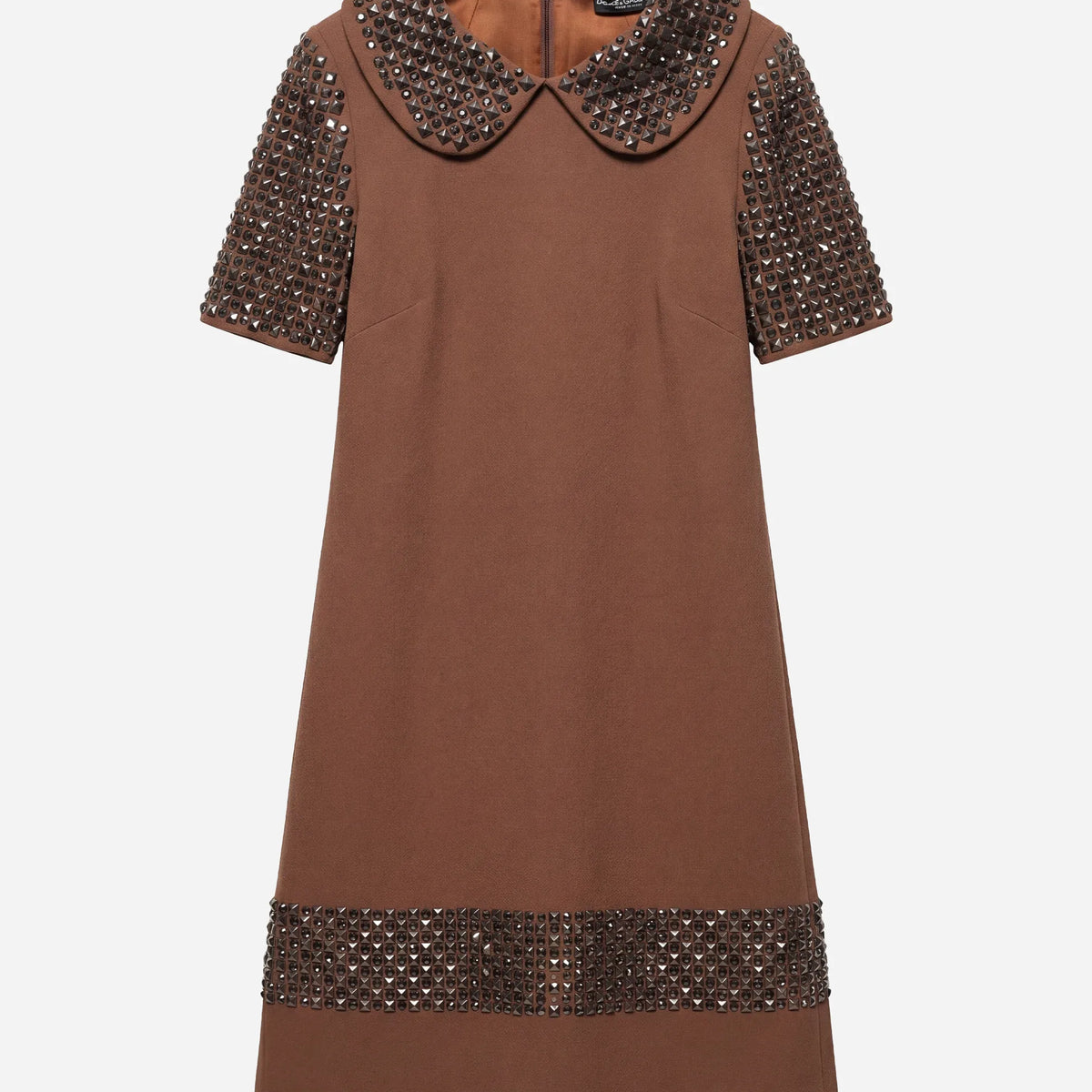 dolce and gabbana brown dress Dolce & Gabbana Embellished Collar Shift Dress