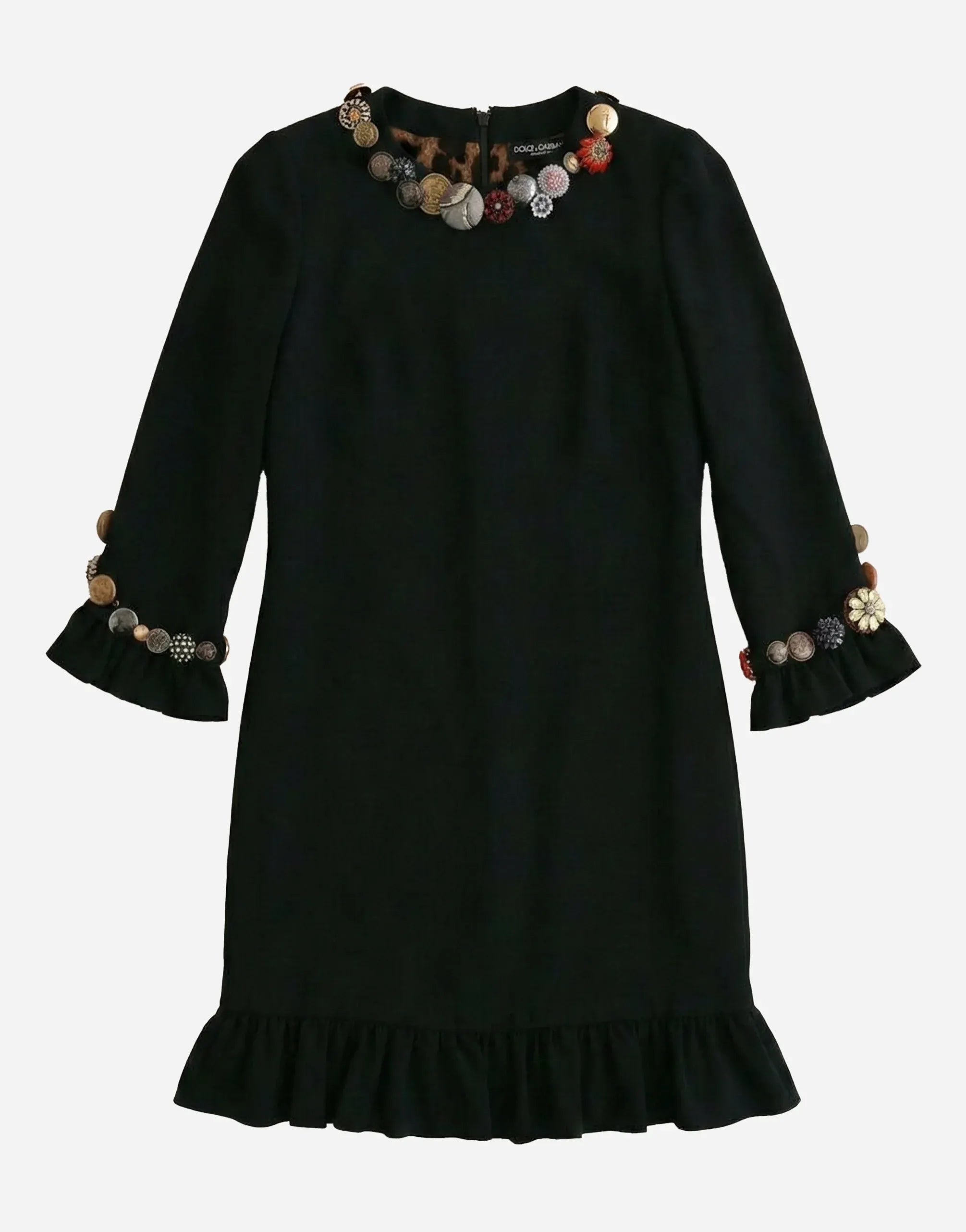 Dolce & Gabbana Embellished Collar Shift Mini Dress