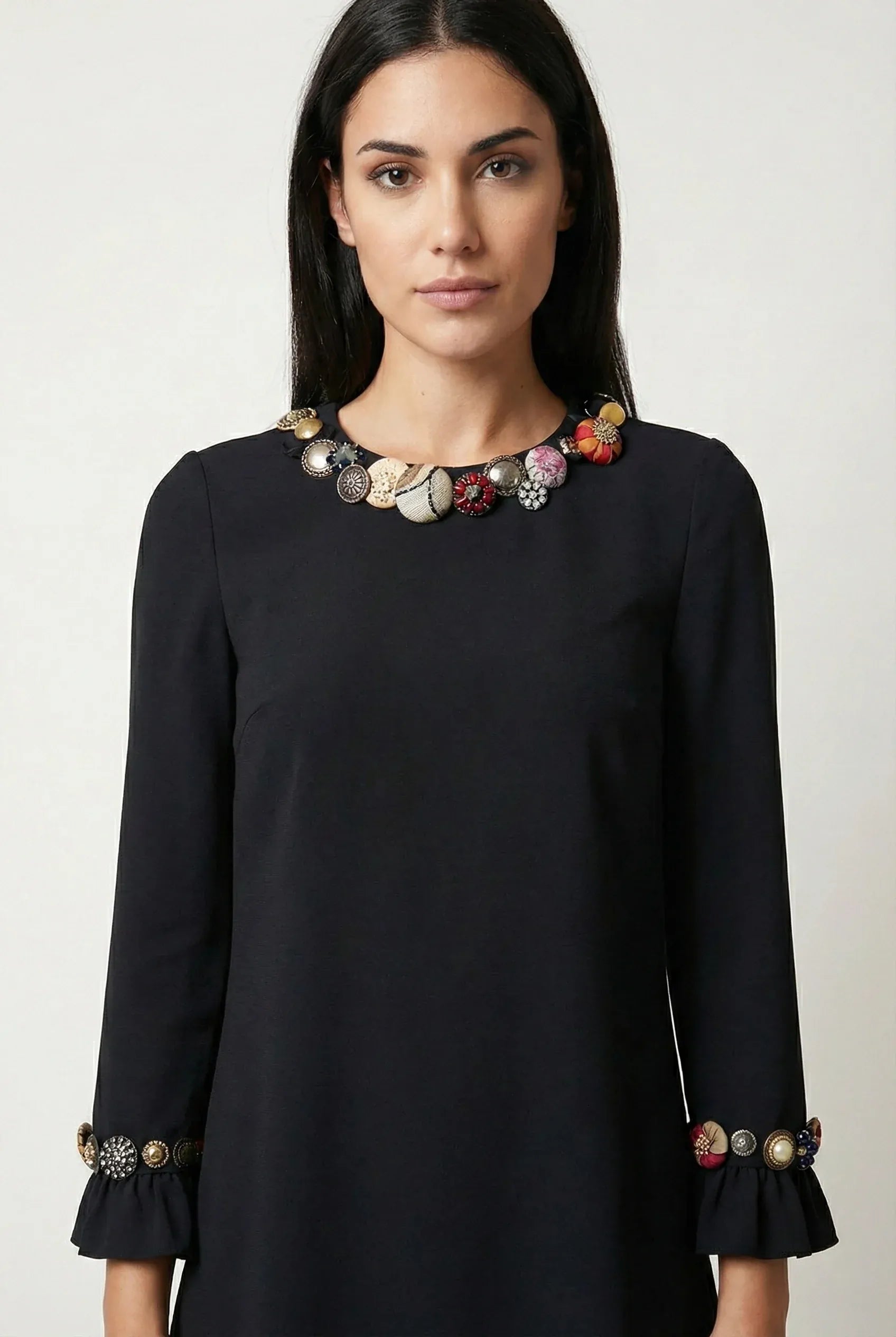 Dolce & Gabbana Embellished Collar Shift Mini Dress