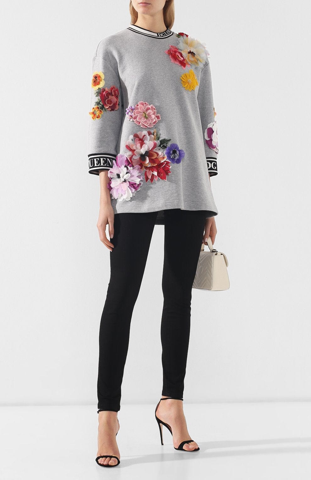 Dolce & Gabbana Embellished Floral Appliqued Sweatshirt
