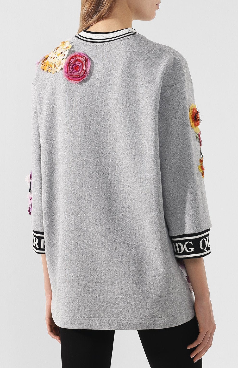 Dolce & Gabbana Embellished Floral Appliqued Sweatshirt
