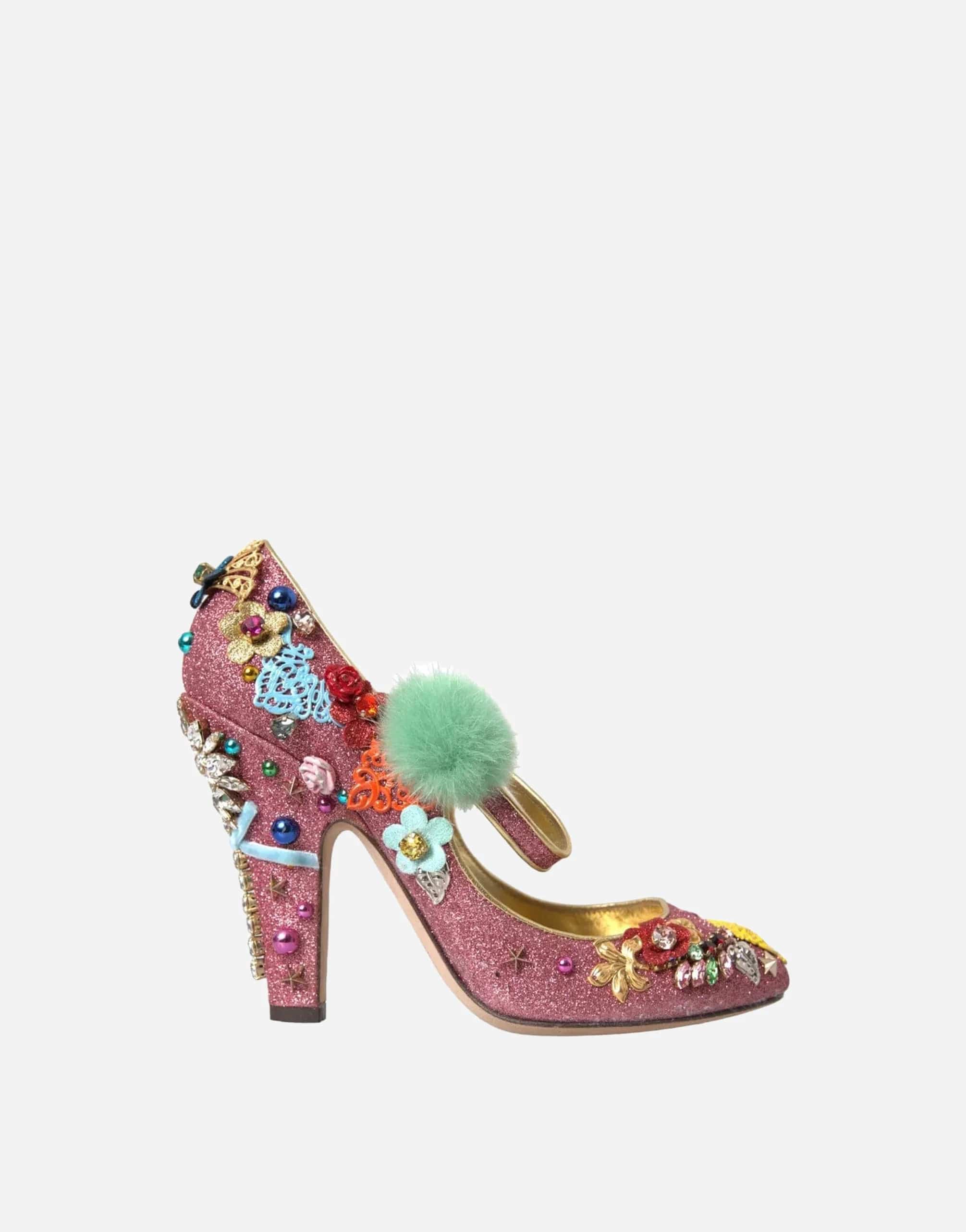 Dolce & Gabbana Embellished Fur Mary Jane Pumps