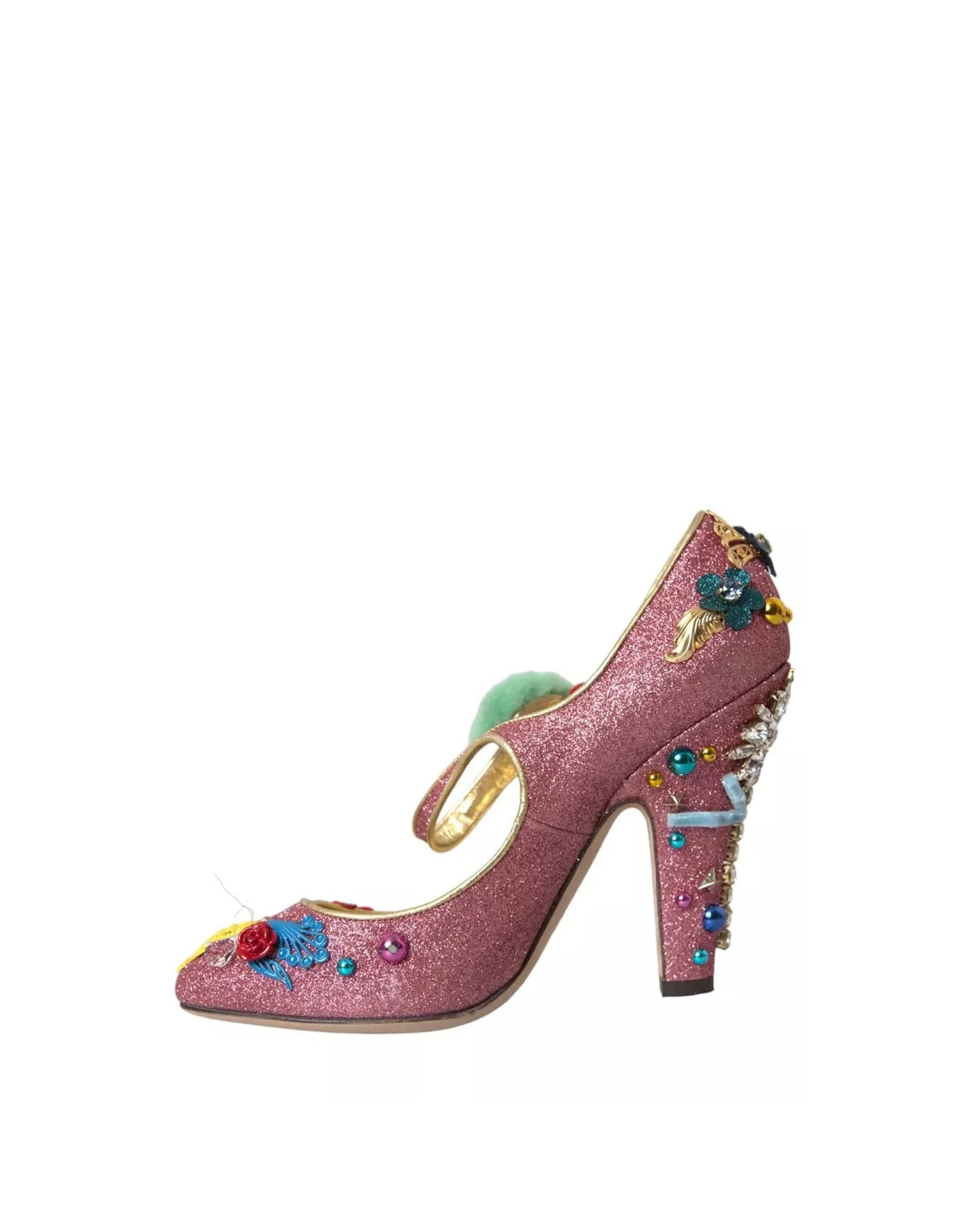 Dolce & Gabbana Embellished Fur Mary Jane Pumps