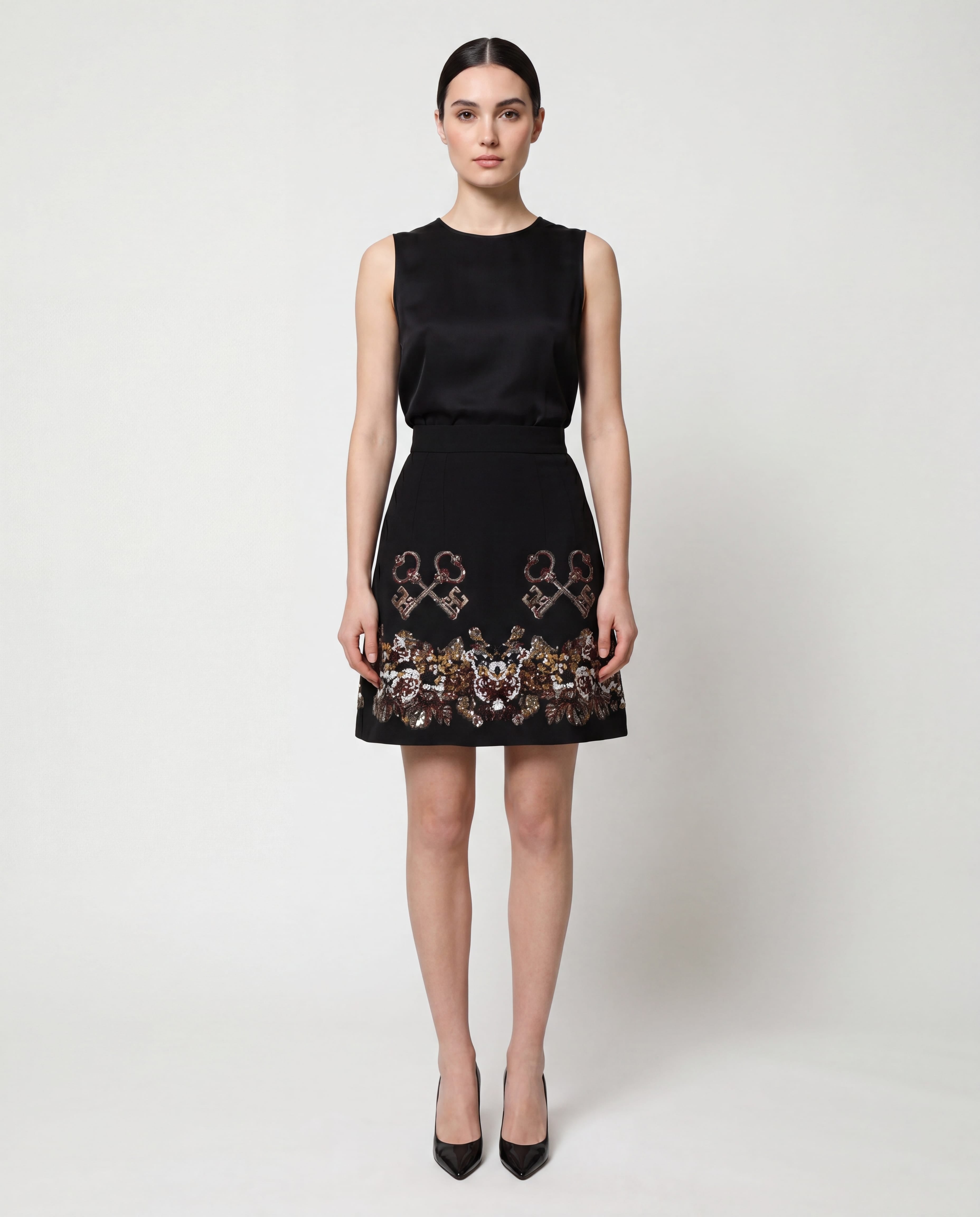 Dolce & Gabbana Embellished Key Motif A-Line Mini Skirt - alternate view