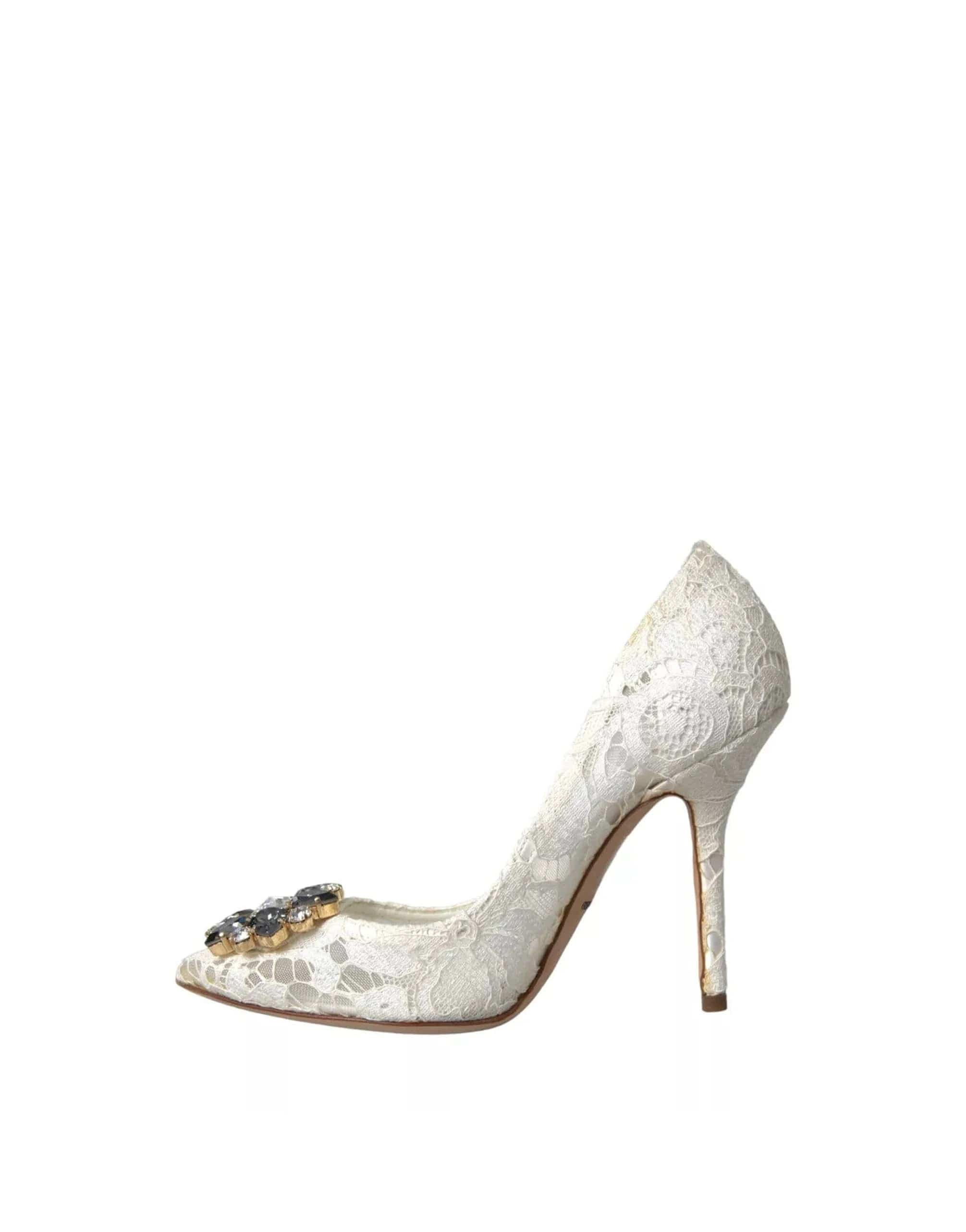 Dolce & Gabbana Embellished Lace Peep Toe Pumps