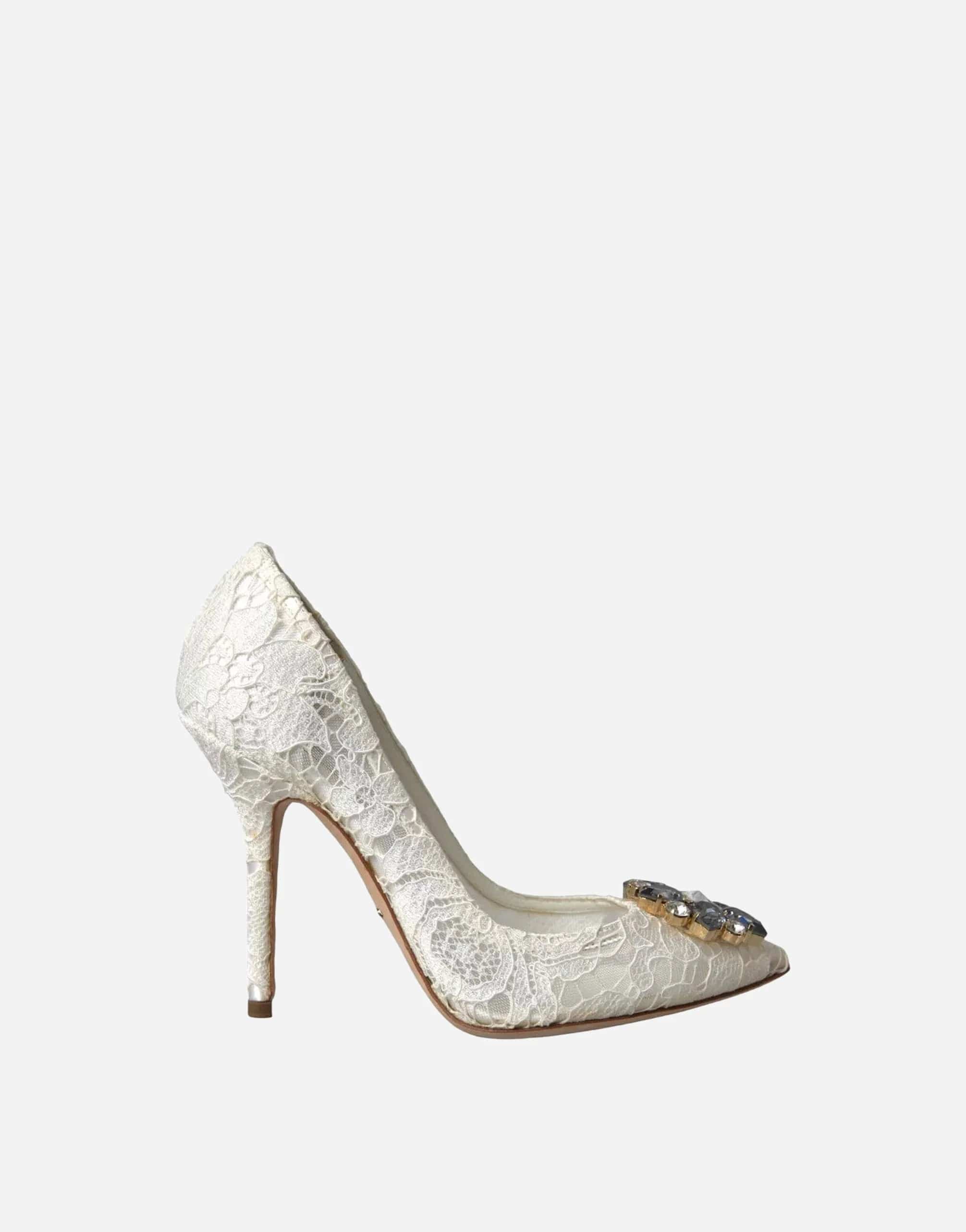 Dolce & Gabbana Embellished Lace Peep Toe Pumps