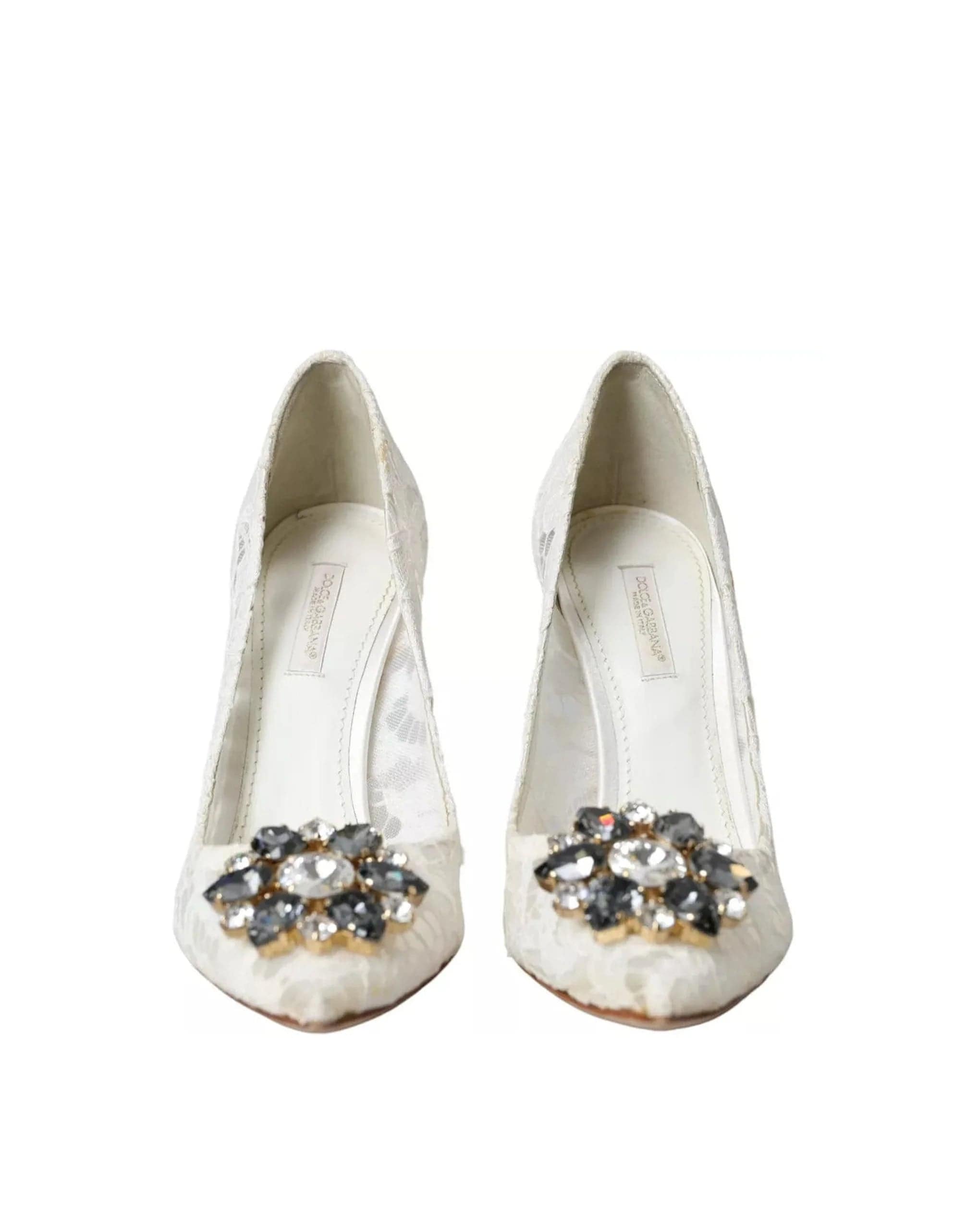 Dolce & Gabbana Embellished Lace Peep Toe Pumps