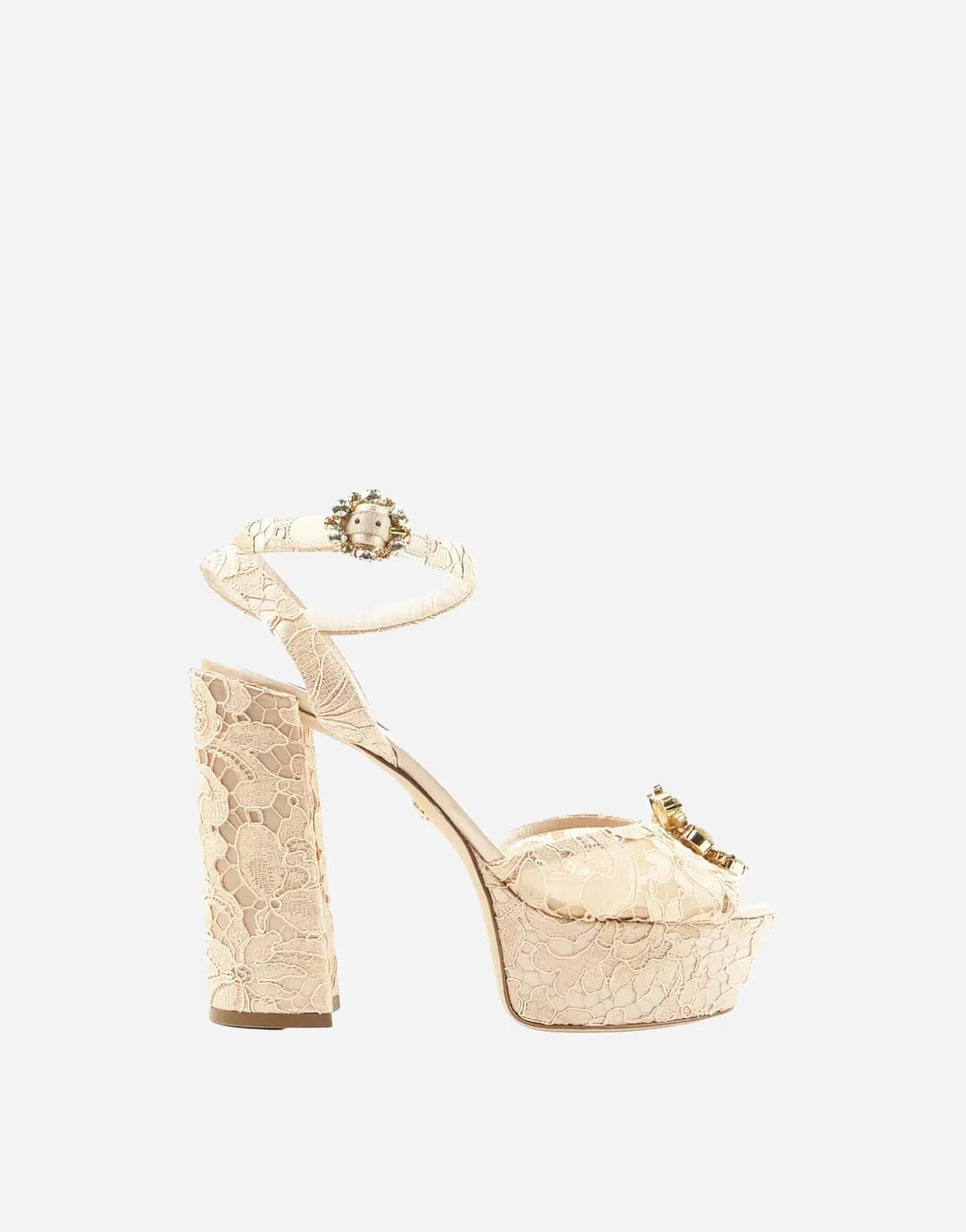 Dolce & Gabbana Embellished Lace Plateau Sandals