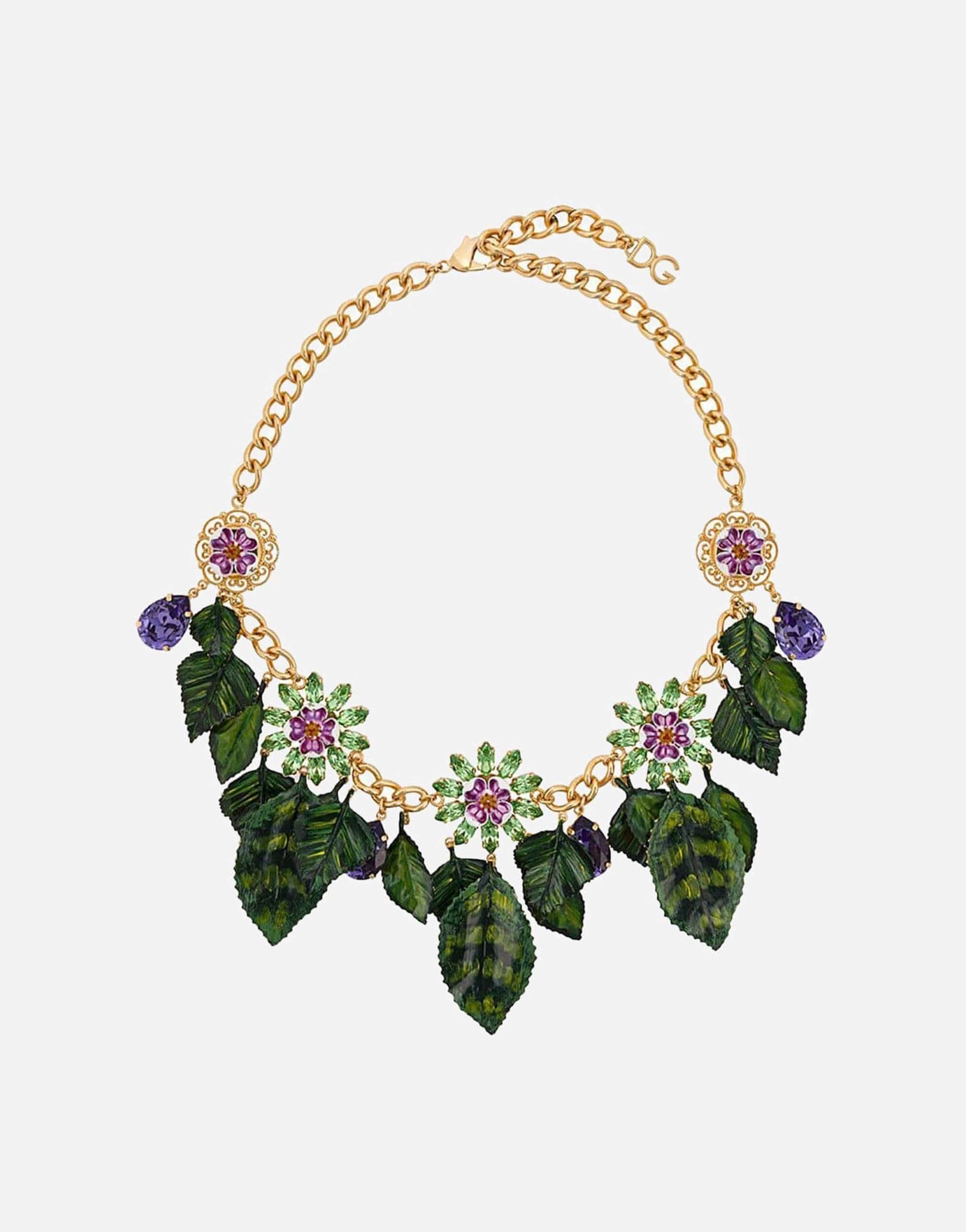 Dolce & Gabbana Embellished Leaf Necklace