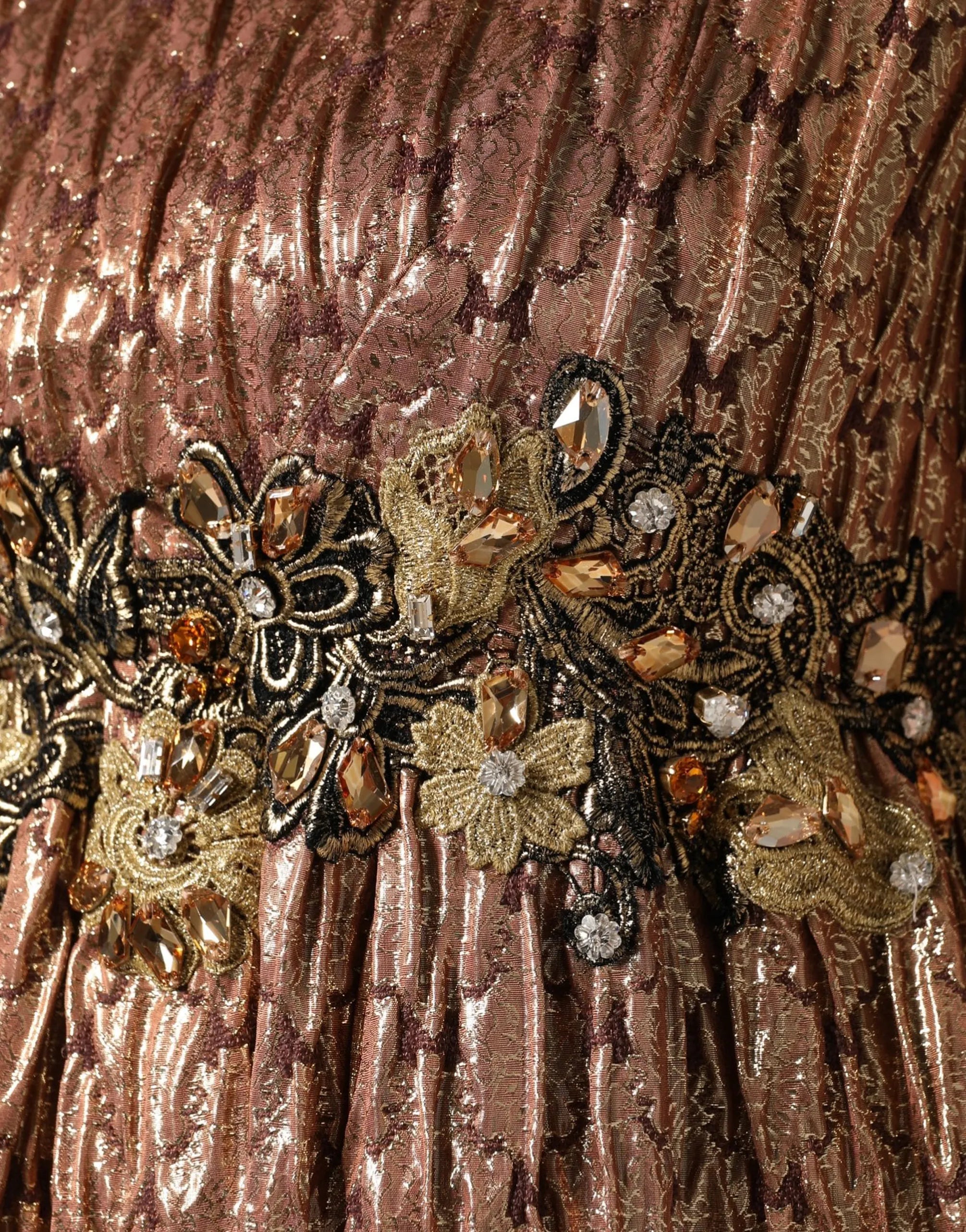 Dolce & Gabbana Embellished Maxi Dress Crystal Waist Detail