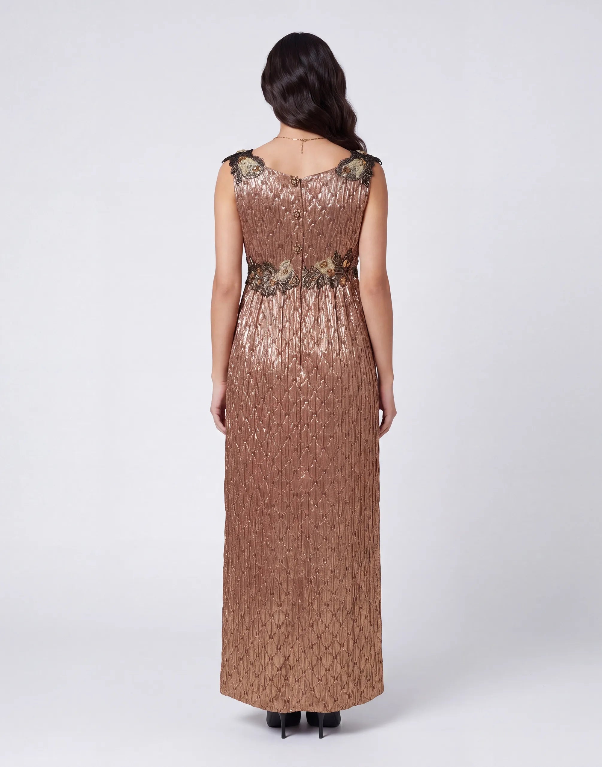 Dolce & Gabbana Embellished Maxi Dress Crystal Waist Detail