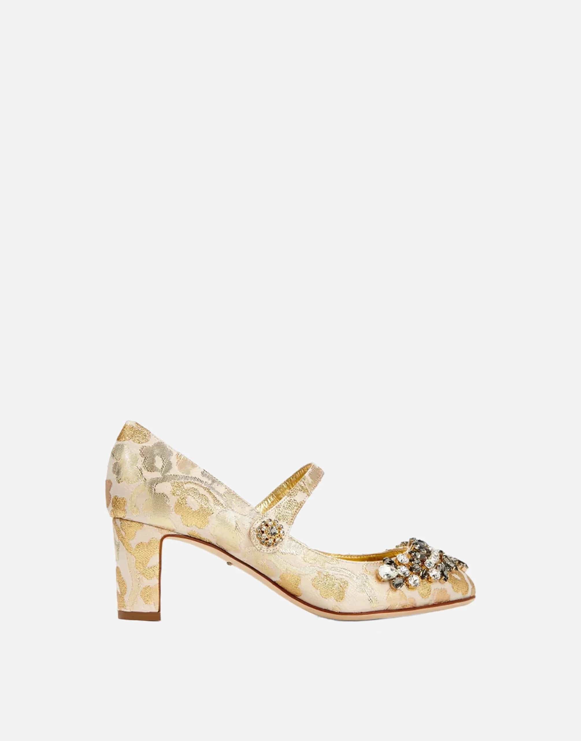 Gold Jacquard Crystal Mary Janes Pumps schoenen