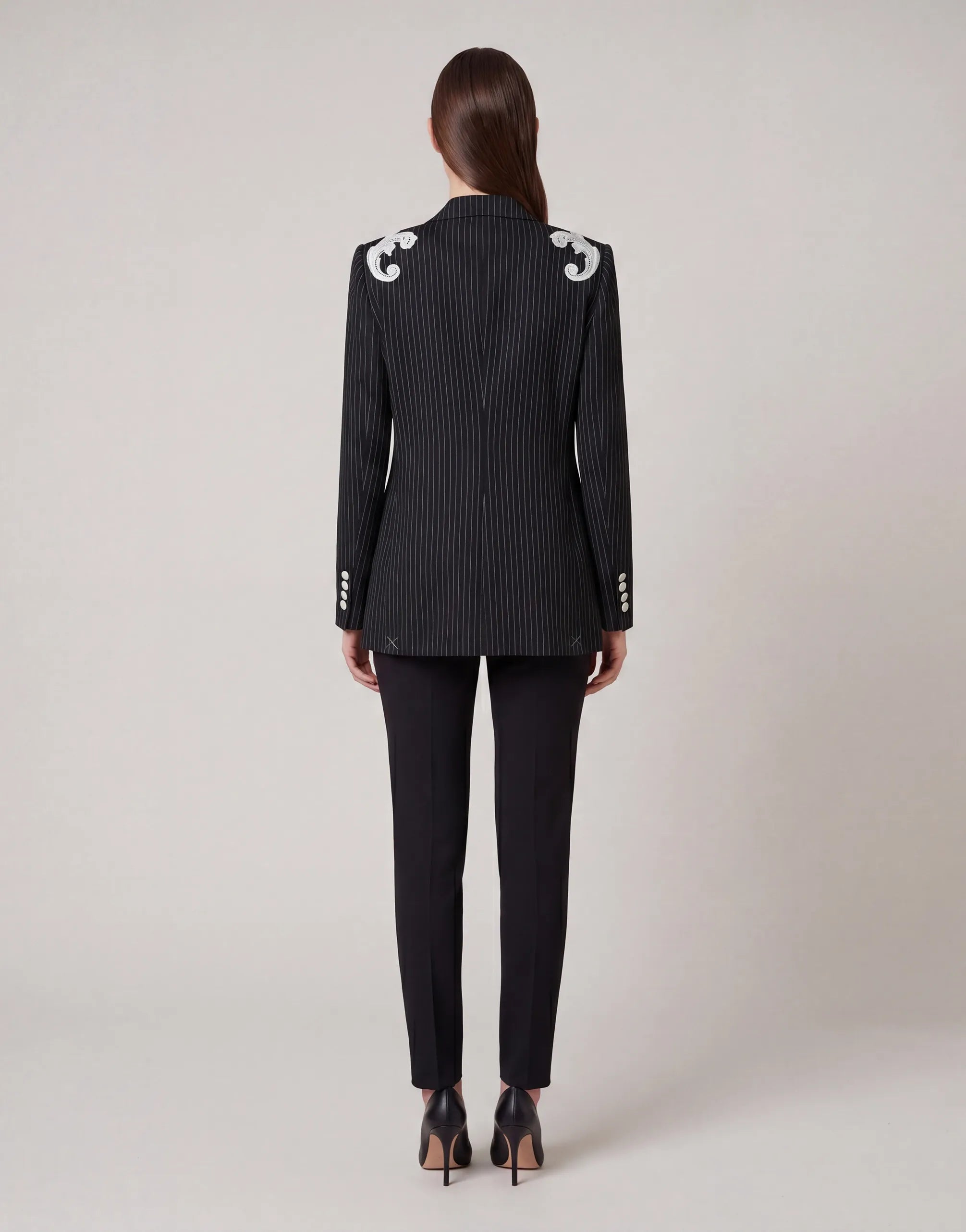 Dolce & Gabbana Embellished Pinstripe Double-Breasted Blazer