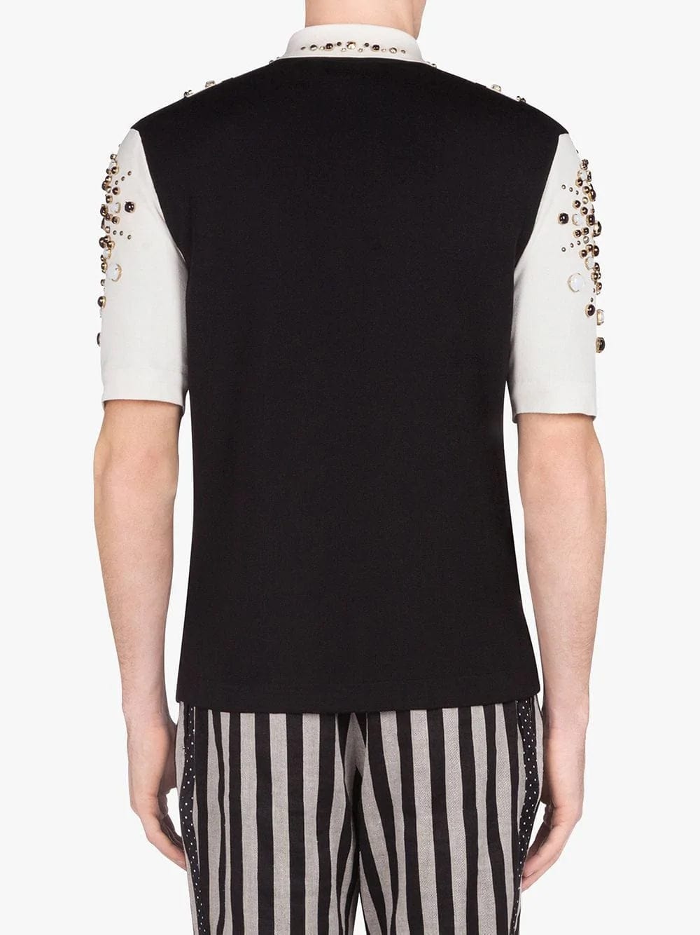 Dolce & Gabbana Embellished Striped Polo Shirt