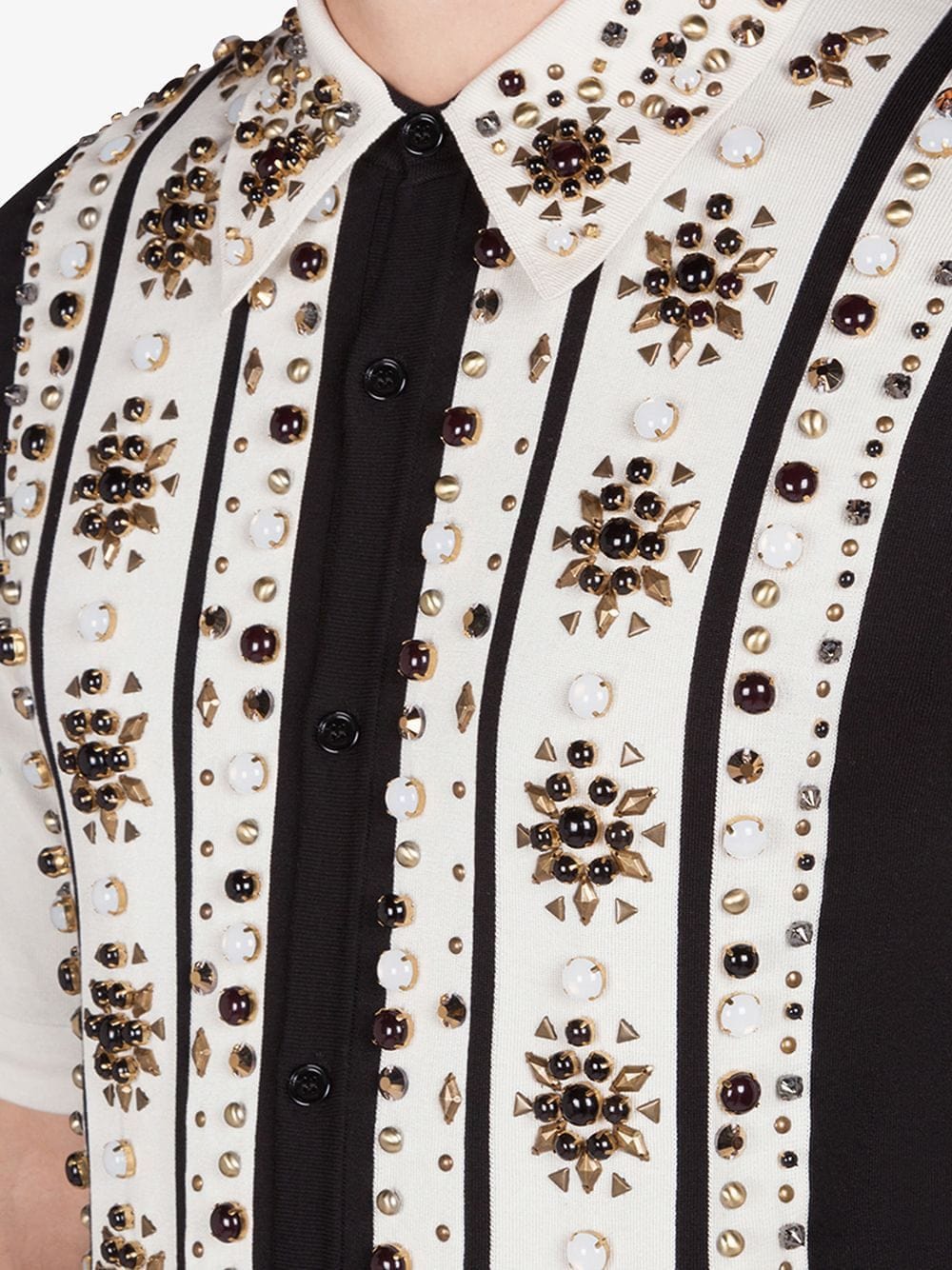 Dolce & Gabbana Embellished Striped Polo Shirt