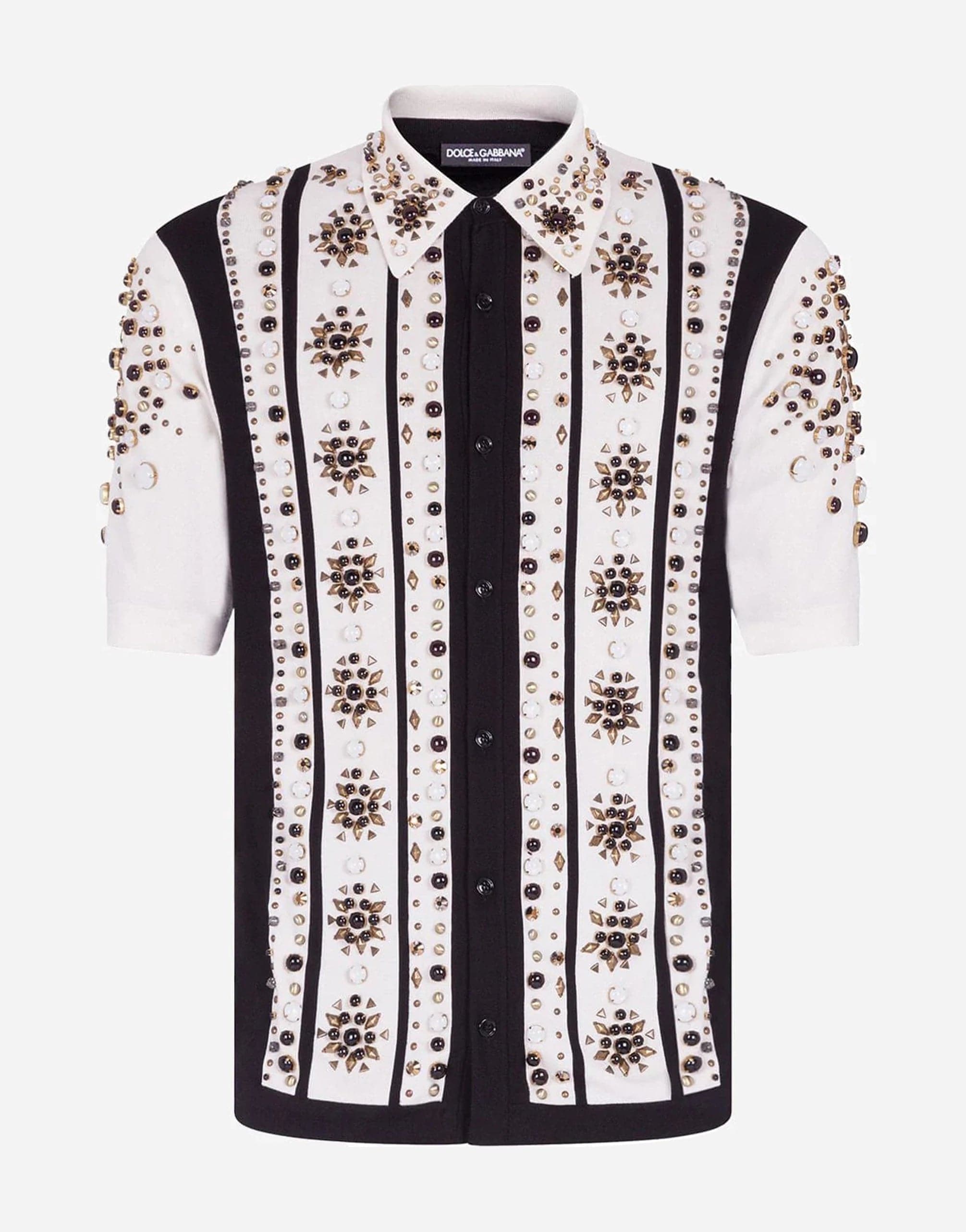 Dolce & Gabbana Embellished Striped Polo Shirt