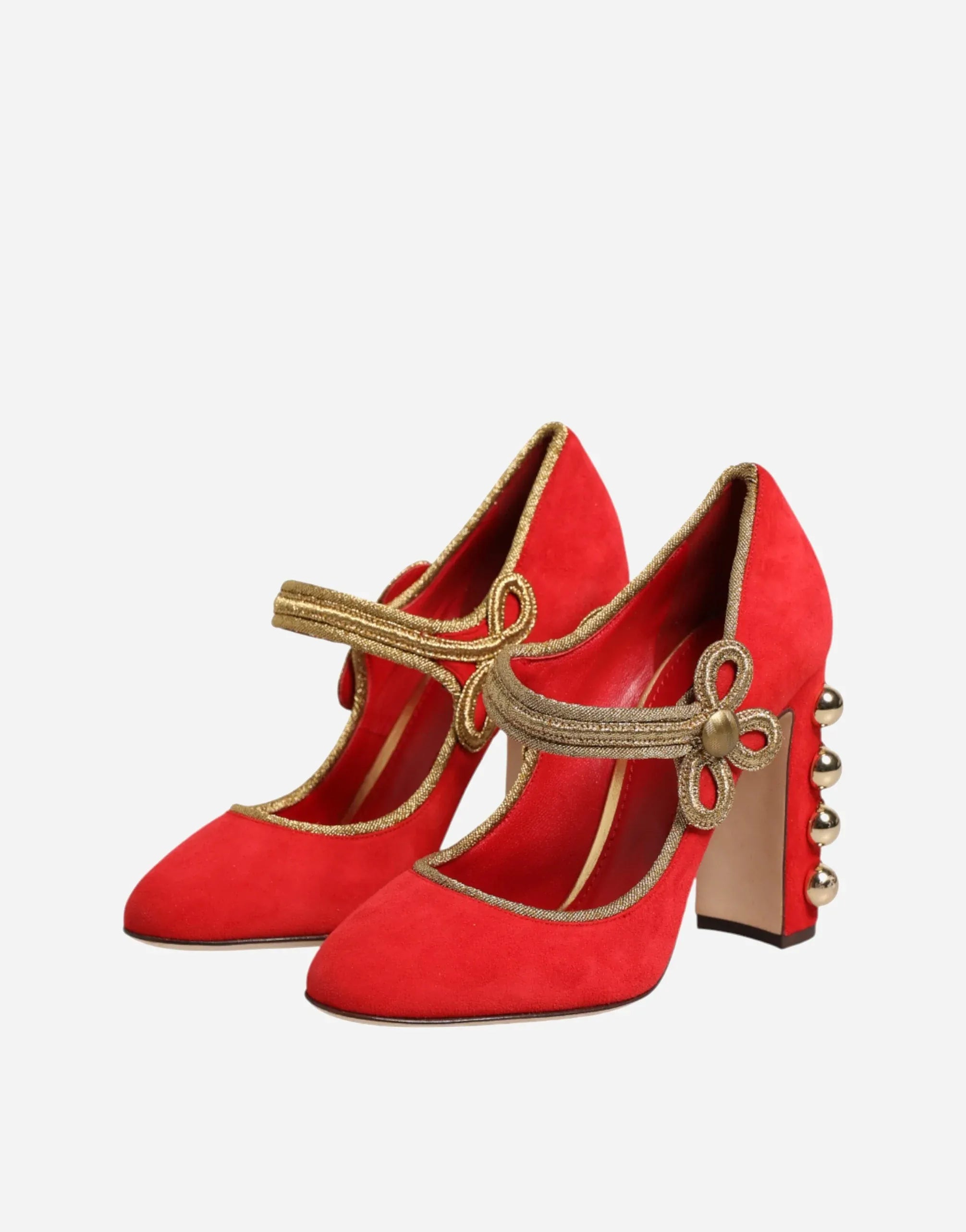 Dolce & Gabbana Embellished Suede Mary Jane Pumps