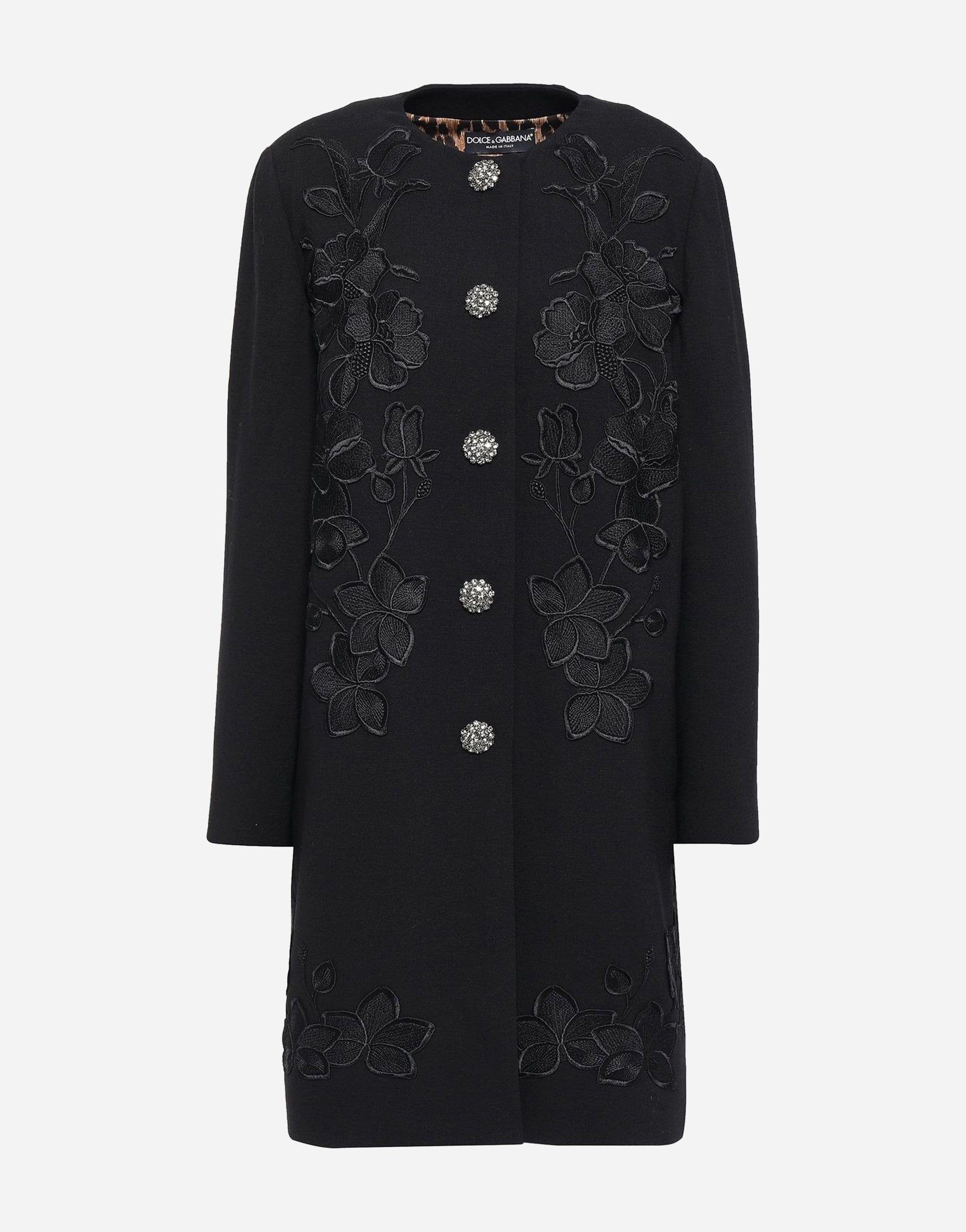Dolce & Gabbana Embellished Wool-Blend Crepe Coat