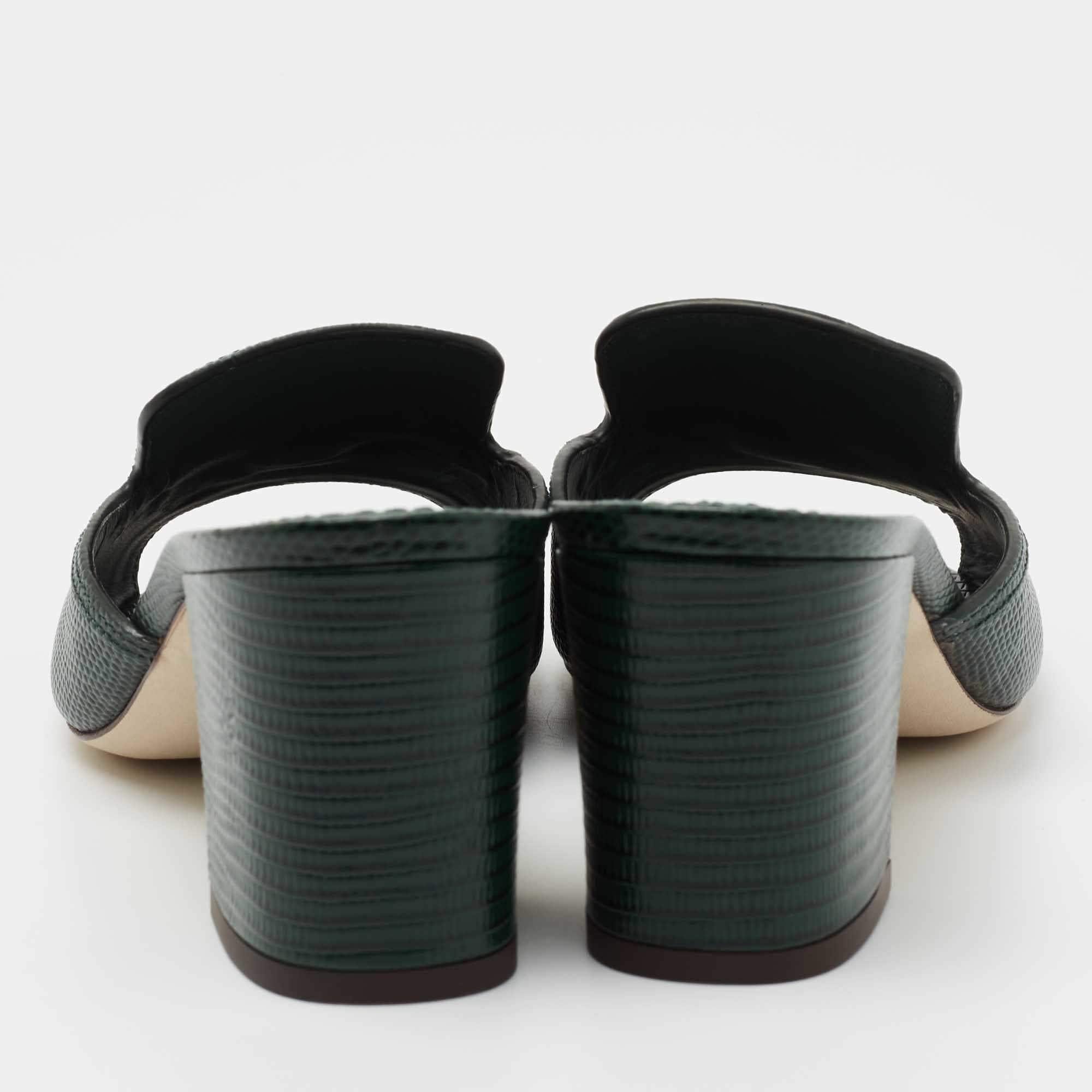 Dolce & Gabbana Embossed Lizard DG Amore Heeled Slides