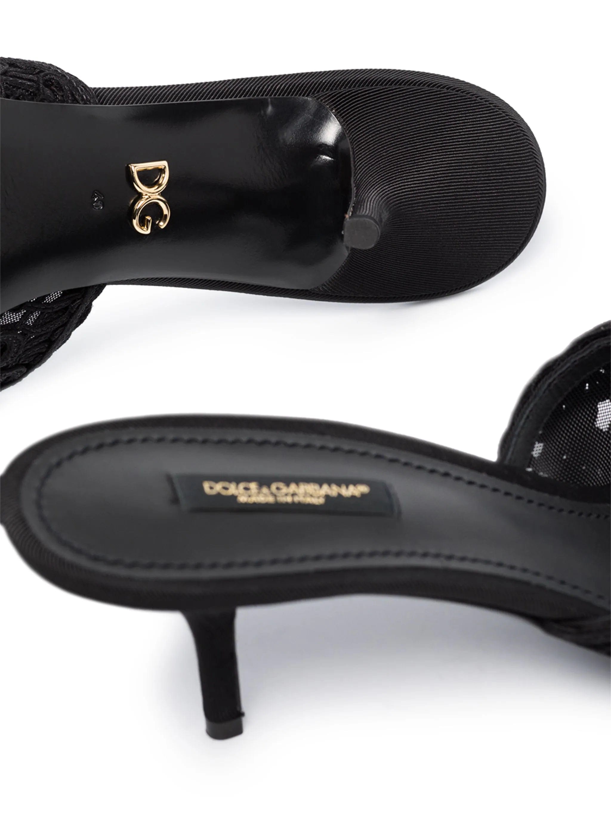 Dolce & Gabbana Embroidered 70mm Lace Mules