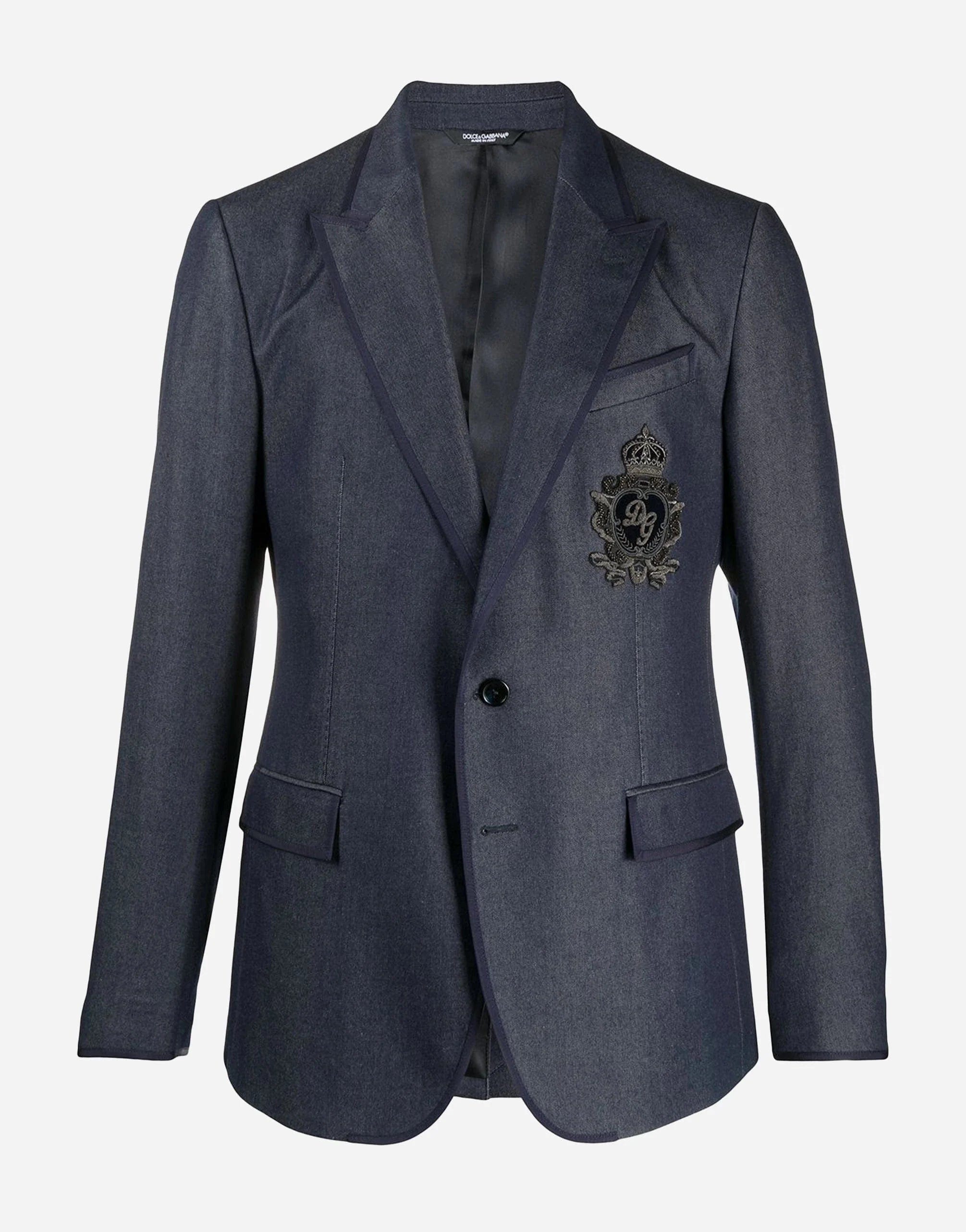 Dolce & Gabbana Embroidered Crest Silk Blazer