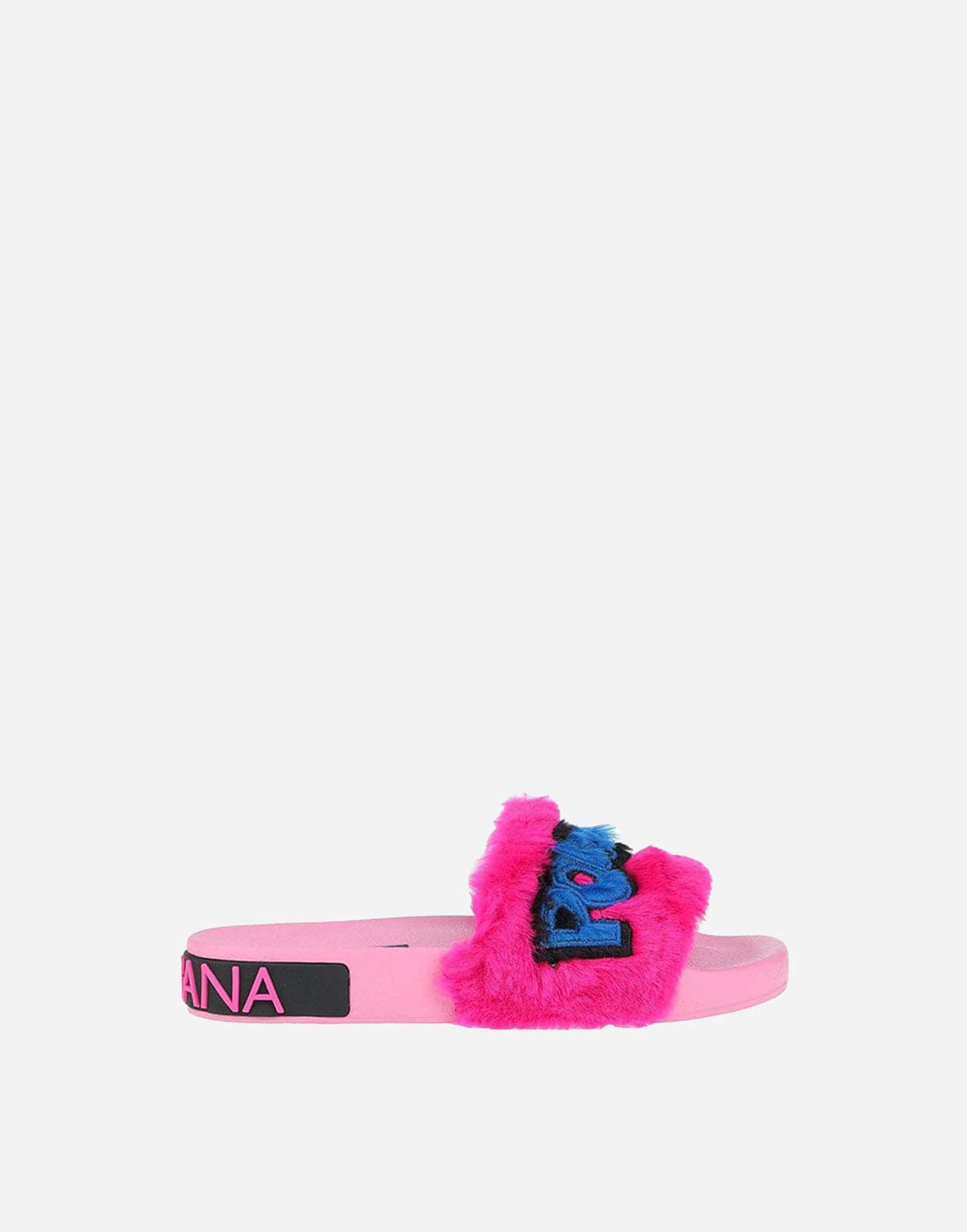 Dolce & Gabbana Embroidered Fur Slides