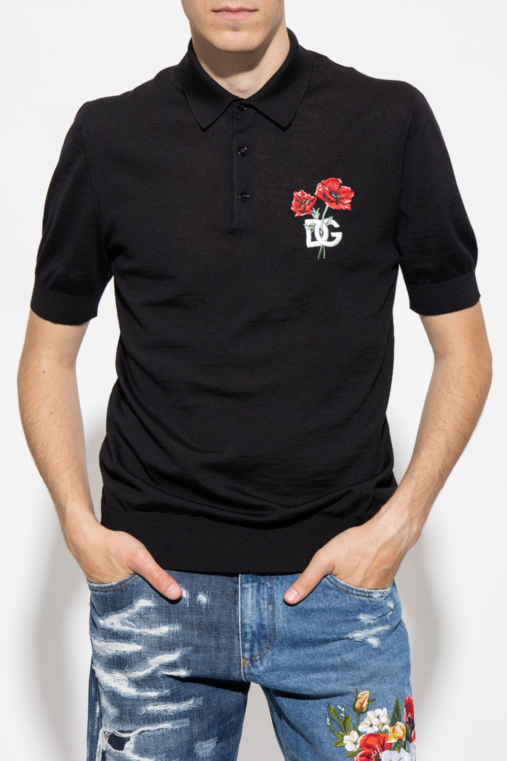 Dolce & Gabbana Embroidered Logo Short-Sleeve Polo Shirt