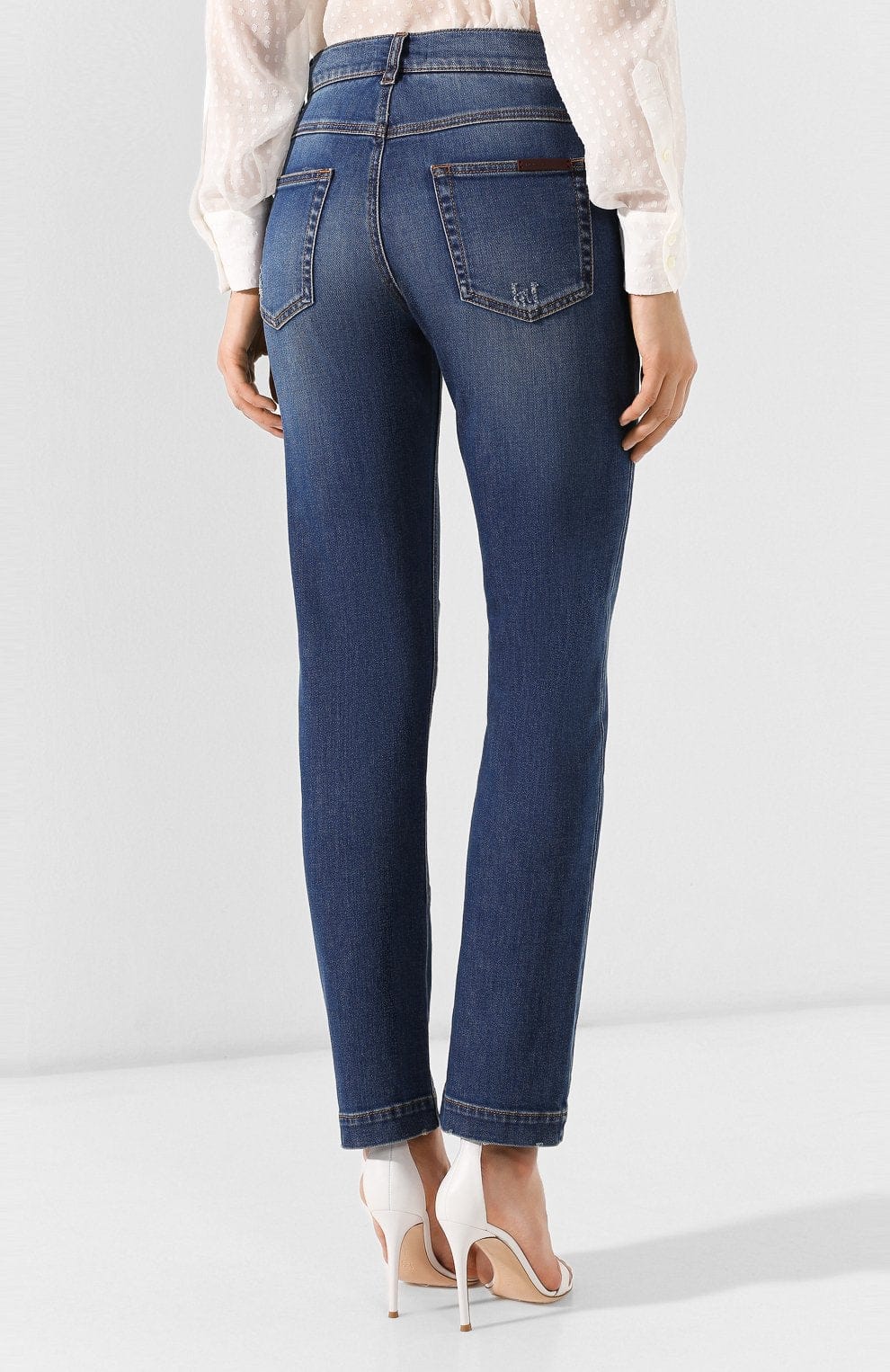 Dolce & Gabbana Embroidered Rose Slim-Fit Stretch Denim Jeans