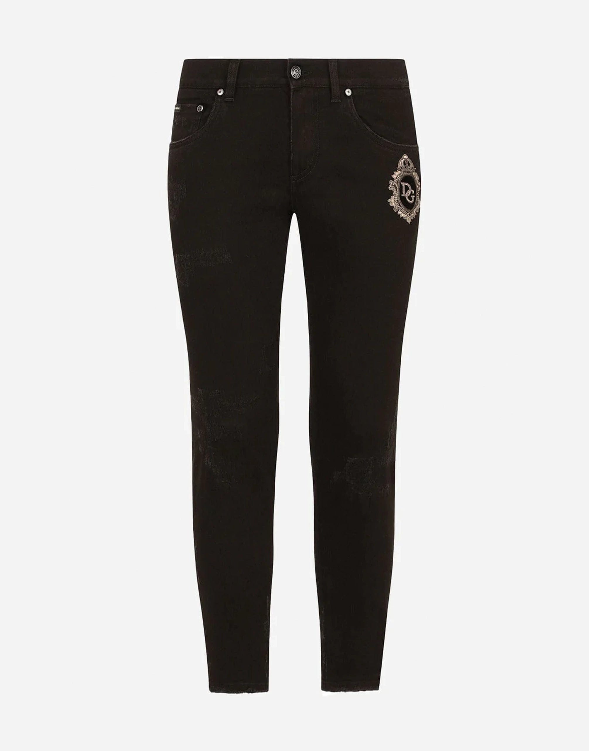 Dolce amp; Gabbana charm-embellished skinny jeans - Black