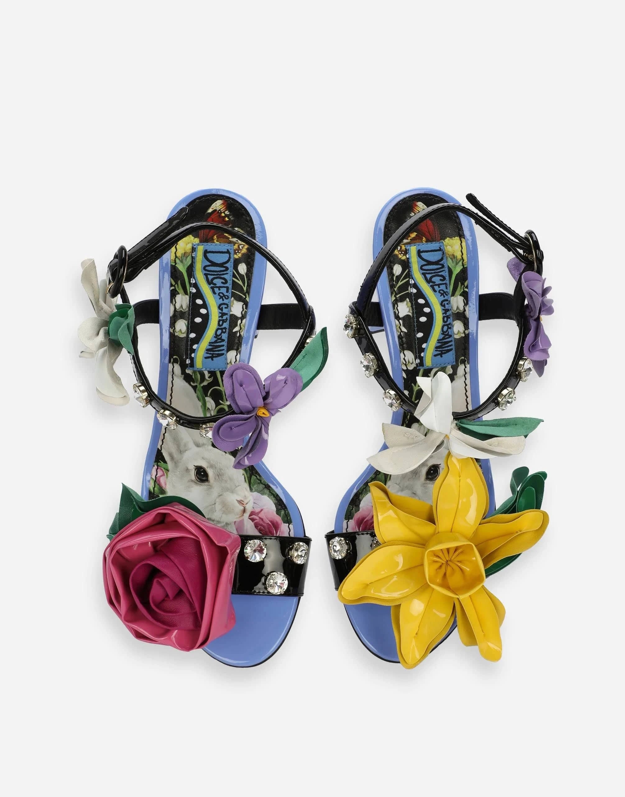 Dolce & Gabbana Embroidery And DG Logo Patent Leather Sandals