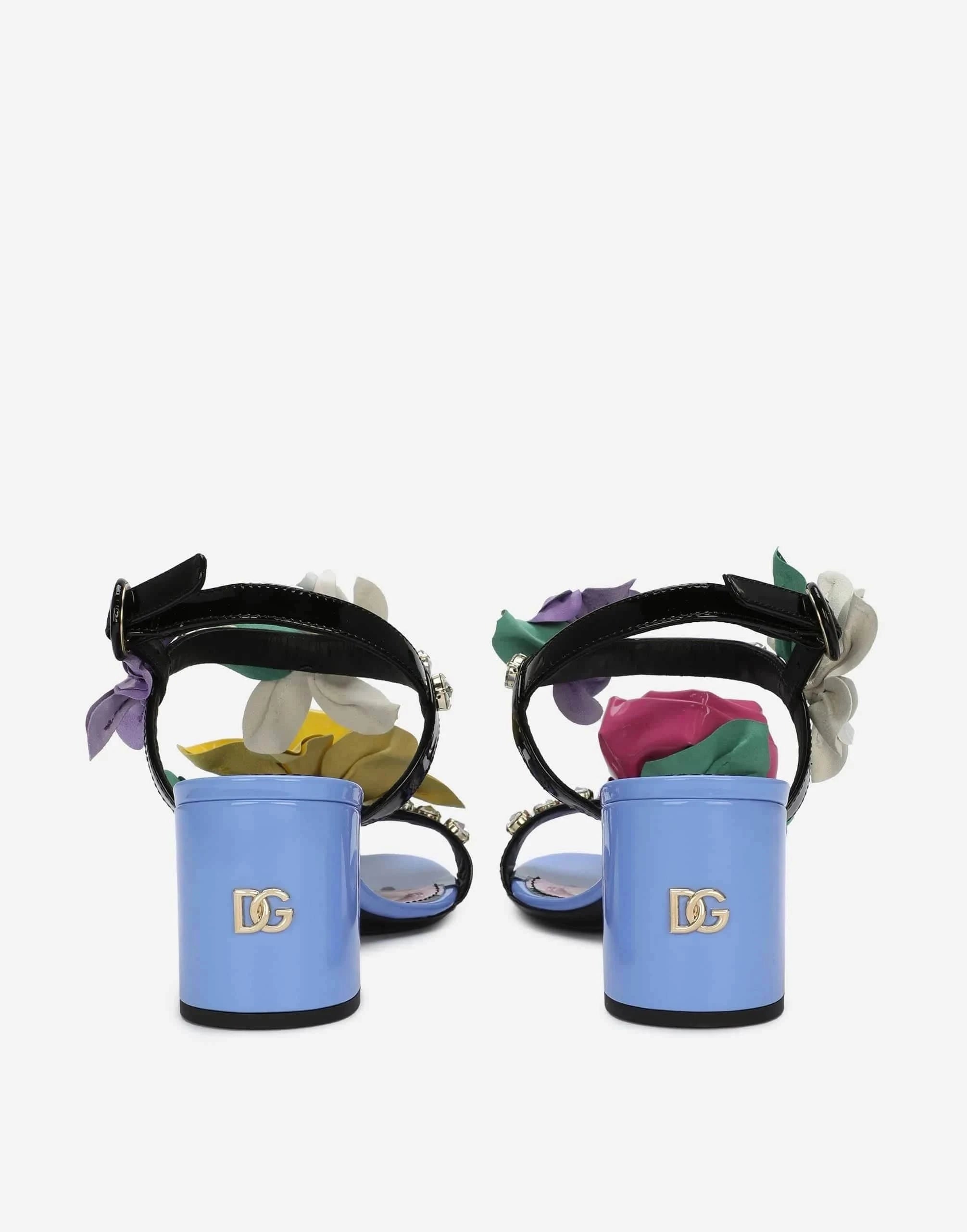 Dolce & Gabbana Embroidery DG Logo Patent Leather Sandals